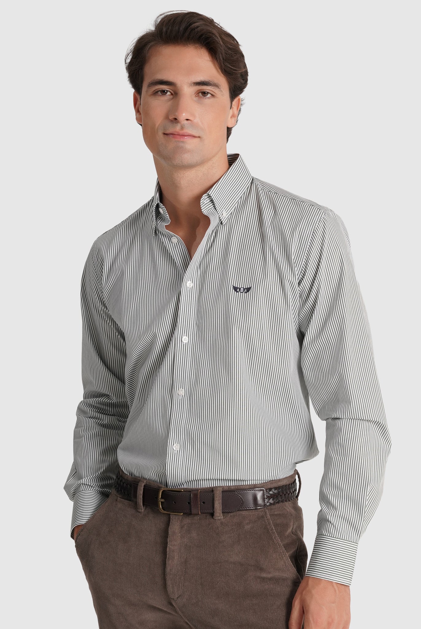 Camisa Algodão Verde Manga Comprida Regular Fit Mr. Blue