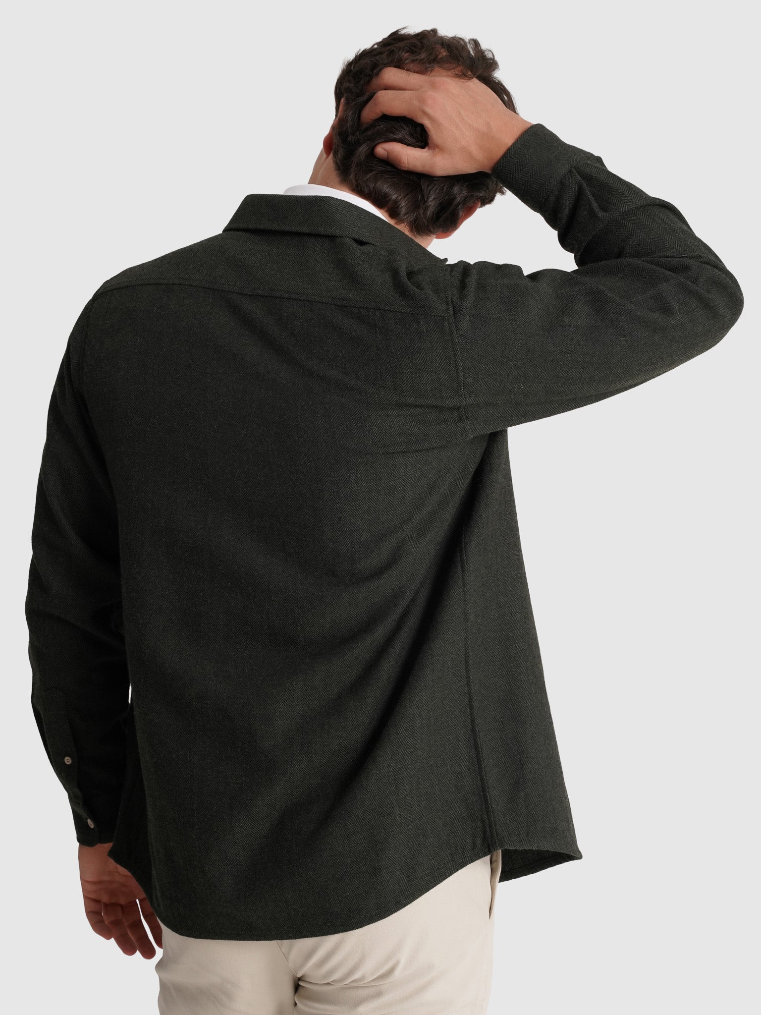 Sobrecamisa Lã Verde Manga Comprida Regular Fit Mr. Blue