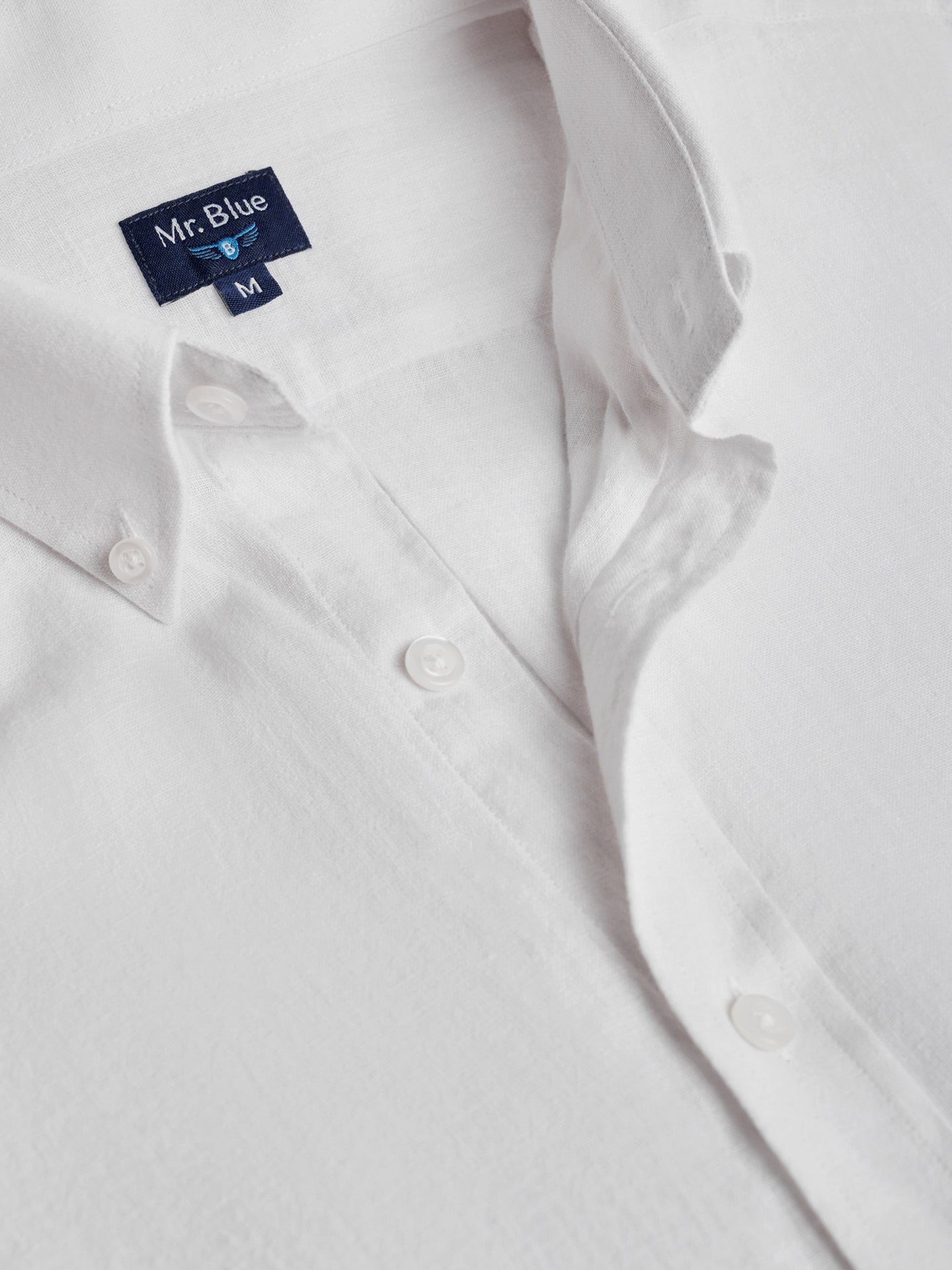 WHITE LINEN SHIRT LONG SLEEVE REGULAR FIT MR. BLUE