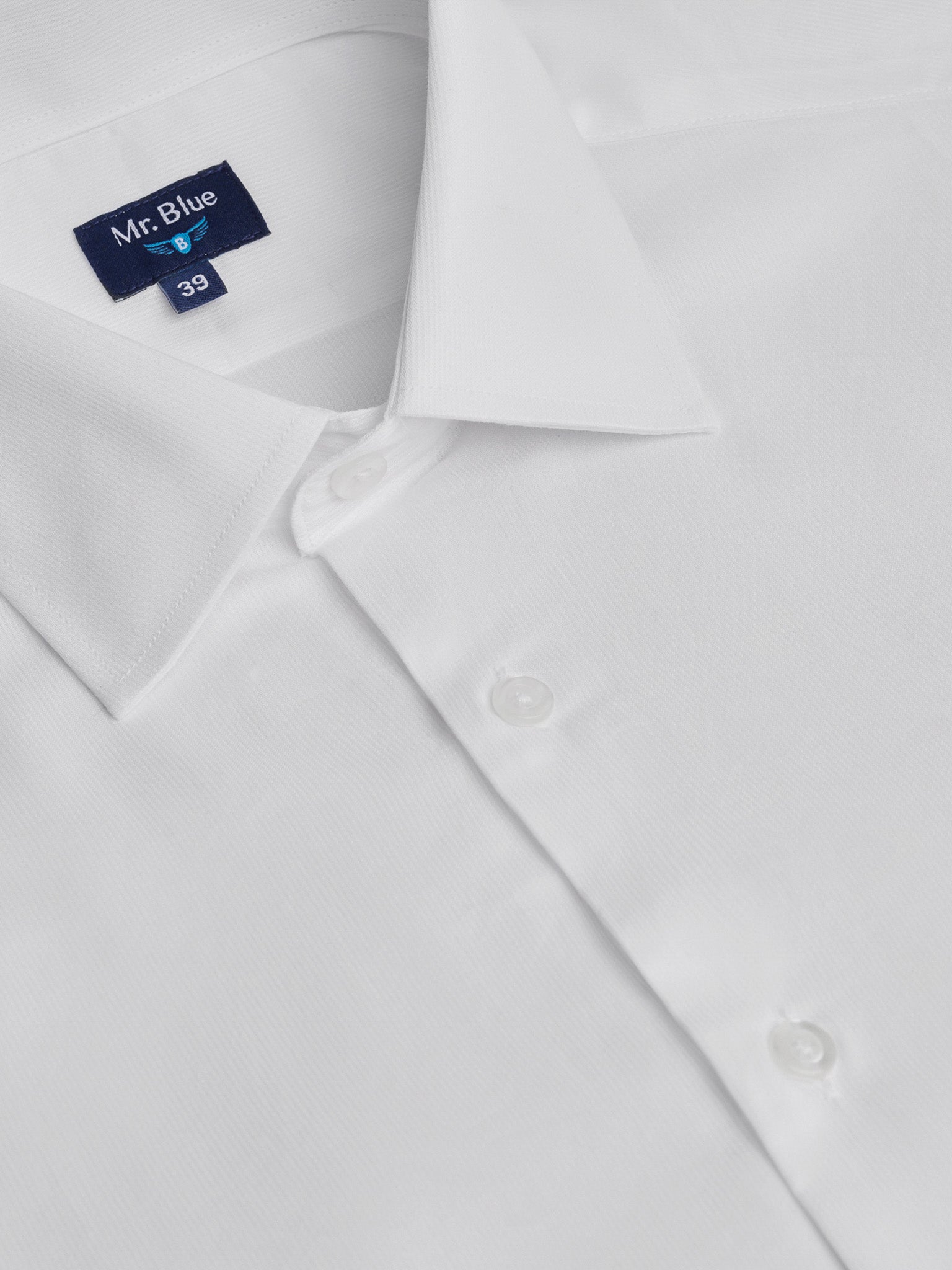 CAMISA DE ALGODÓN BLANCA MANGA LARGA CLASSIC FIT MR. AZUL