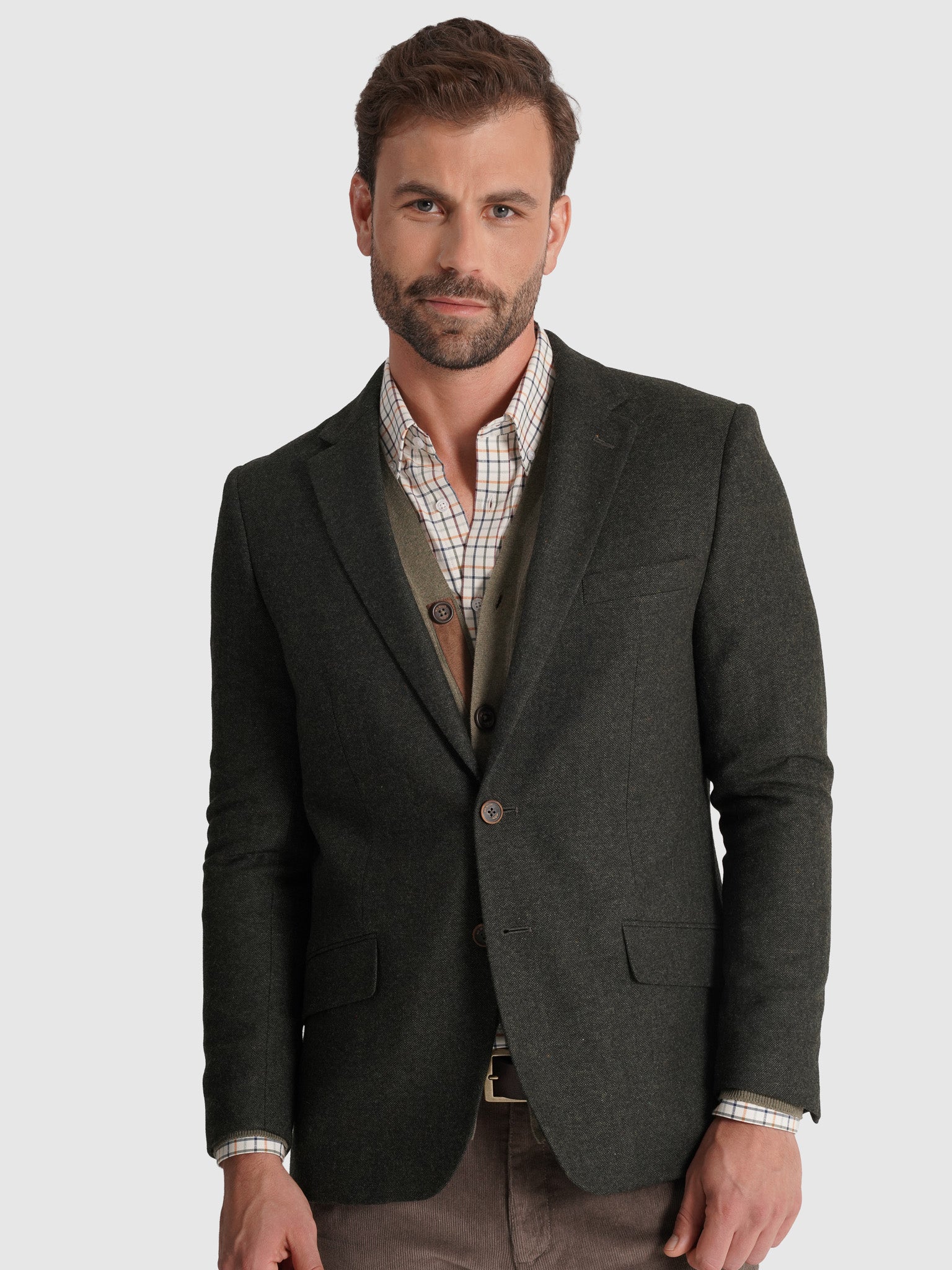 GREEN WOOL BLAZER LONG SLEEVE REGULAR FIT MR. BLUE