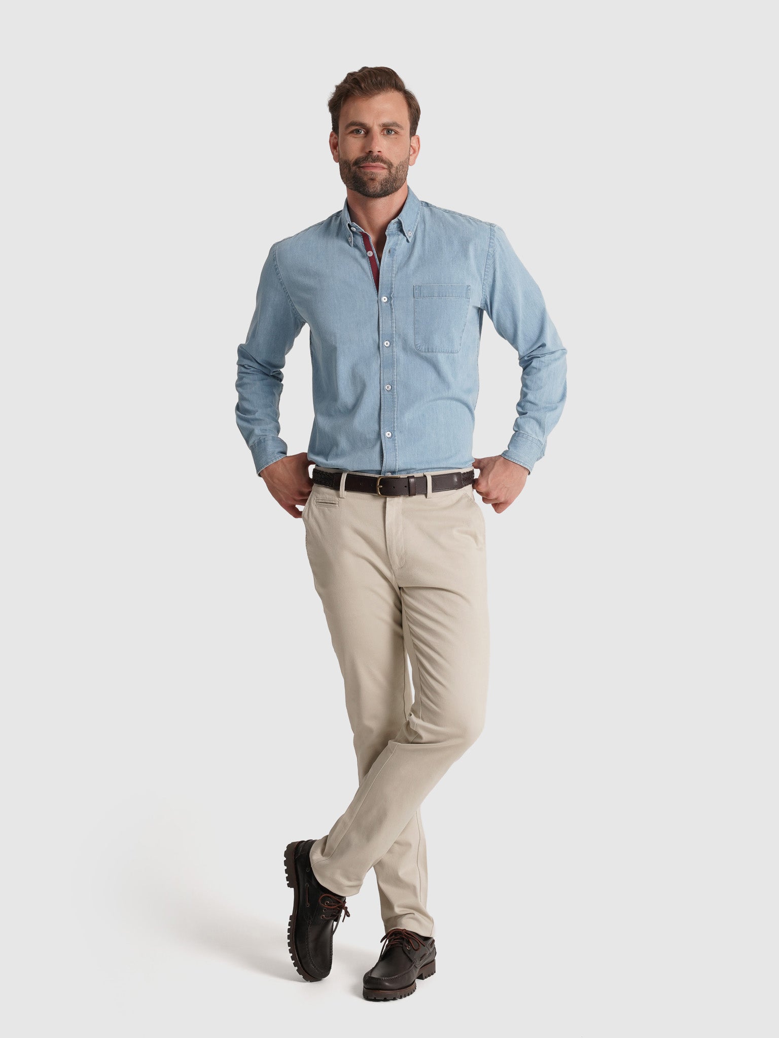 CAMISA ALGODÓN AZUL MANGA LARGA REGULAR FIT MR. AZUL