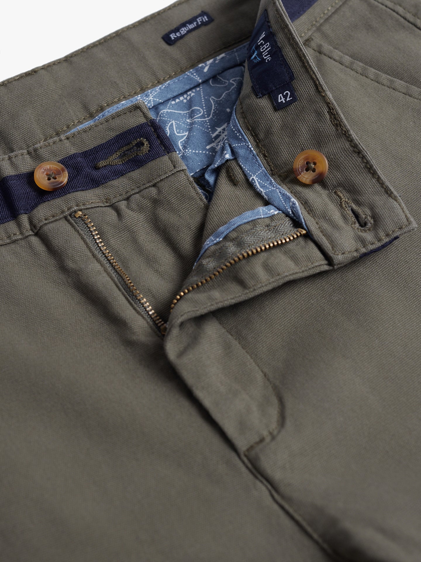 Pantalón chino verde dobby de corte estándar de Mr. Blue