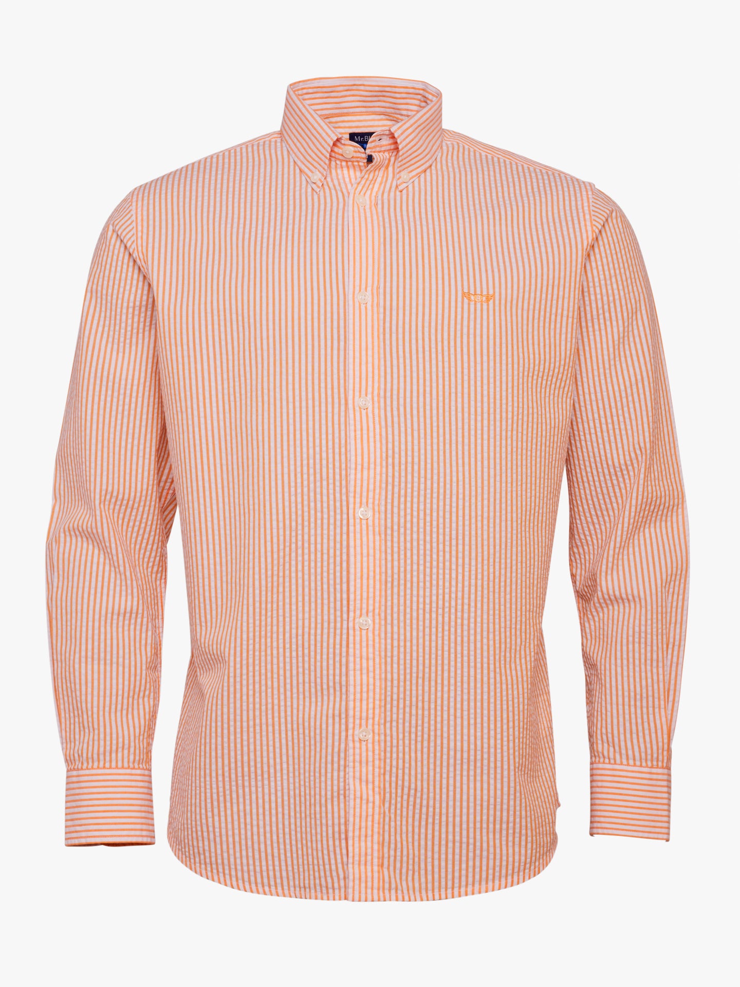 Regular Fit Seersucker Orange Mr. Blue Shirt