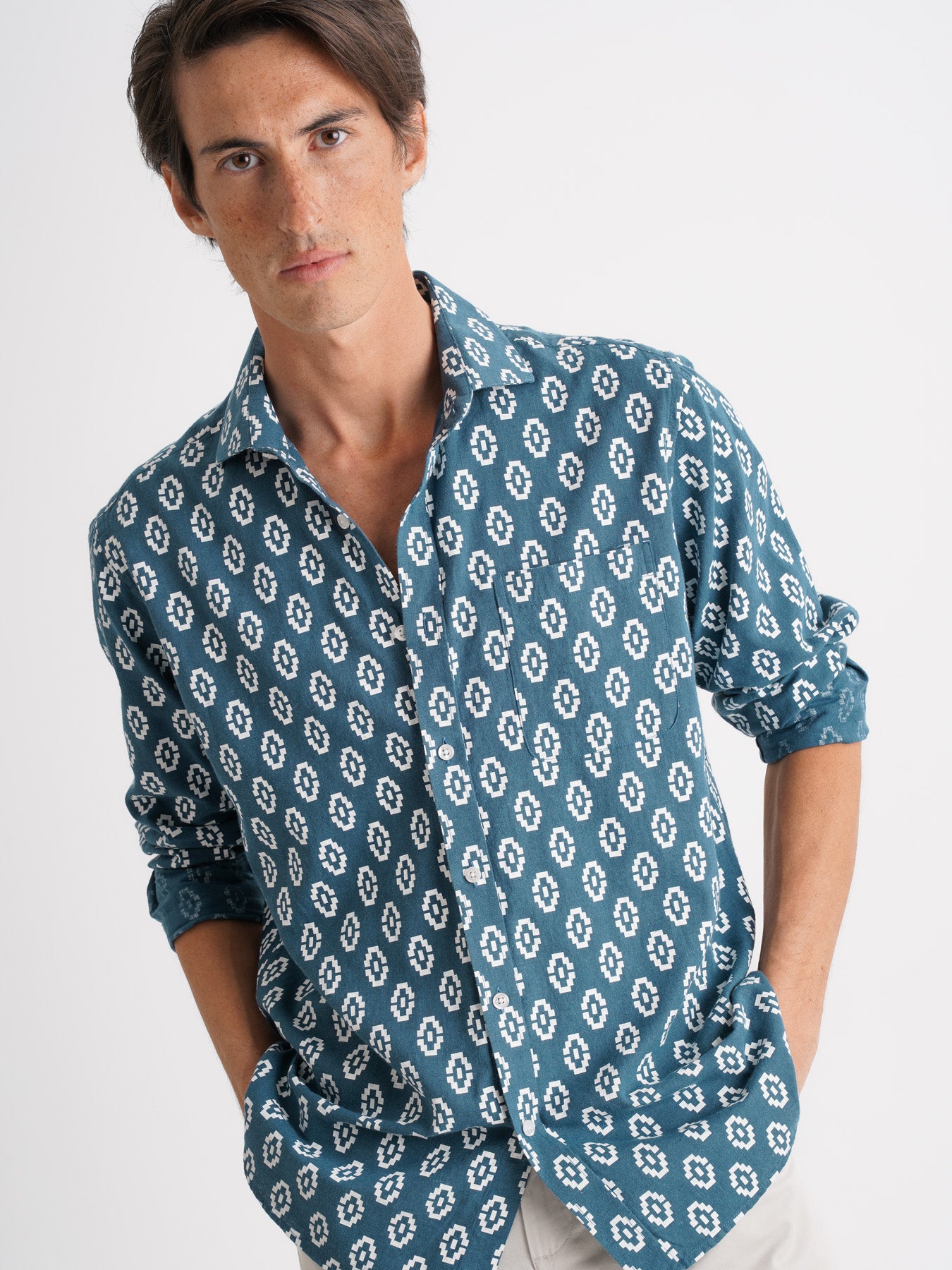 Regular Fit Blue Linen Shirt Mr. Blue