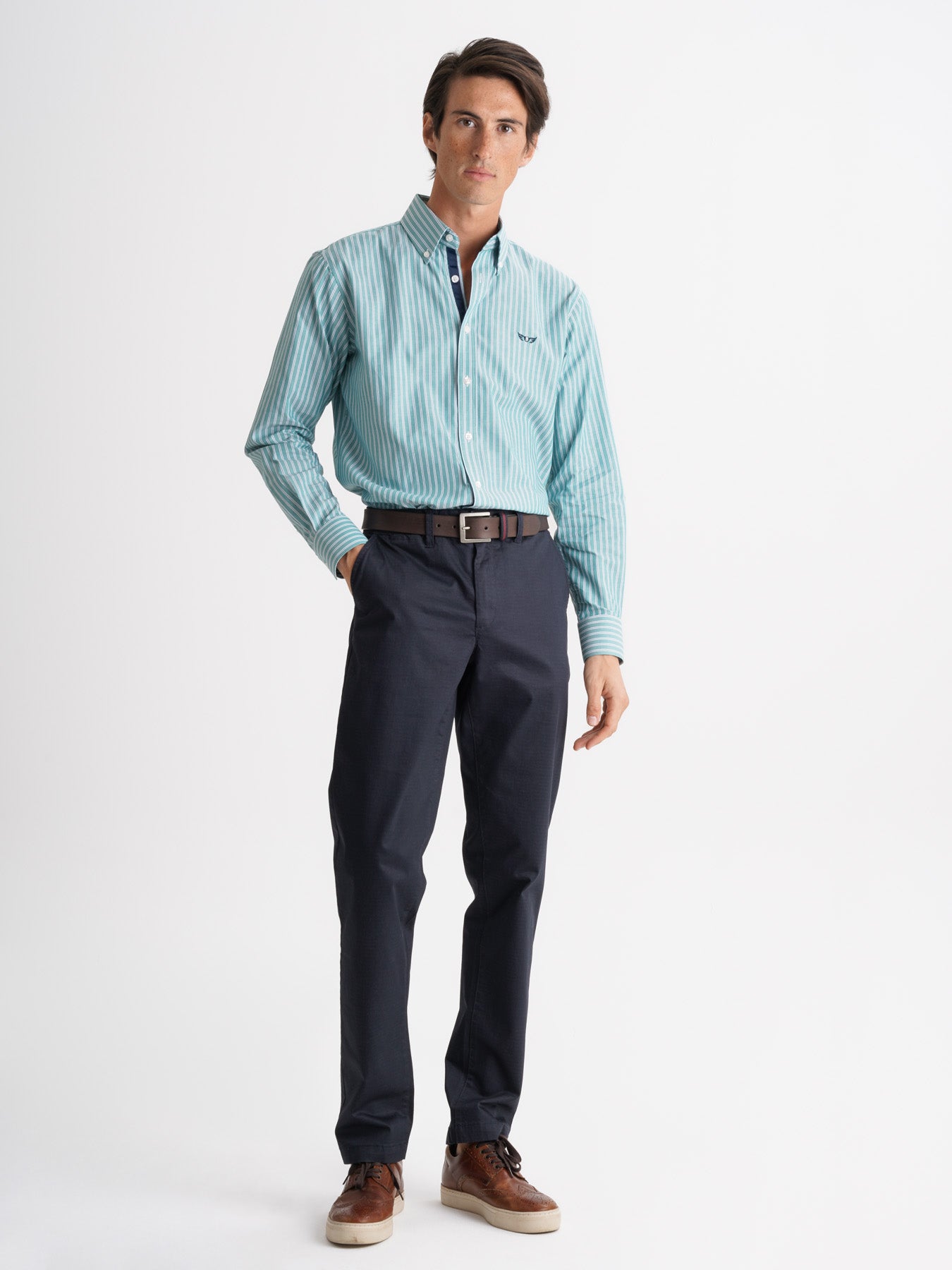 Camisa azul Oxford de corte estándar de Mr. Blue