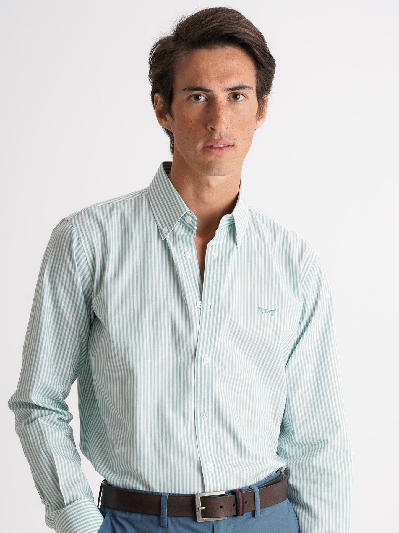 Camisa Oxford Corte Regular Mr. Blue Verde