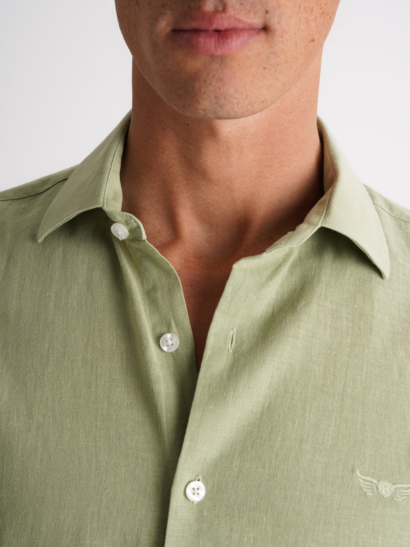 Mr. Blue Green Linen Slim Fit Shirt