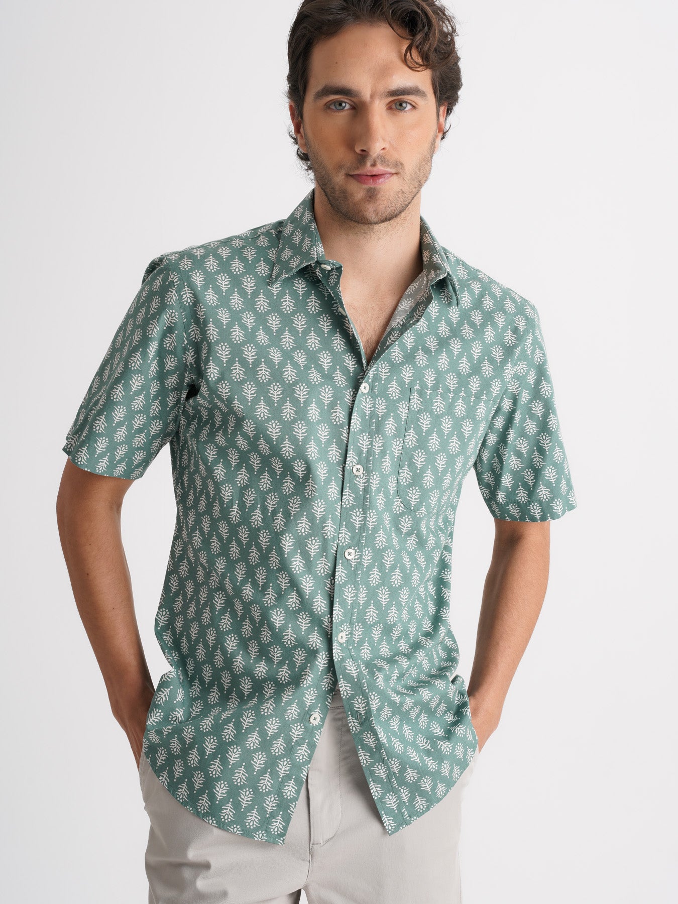 Camisa Regular Fit Popelina Verde Mr. Blue