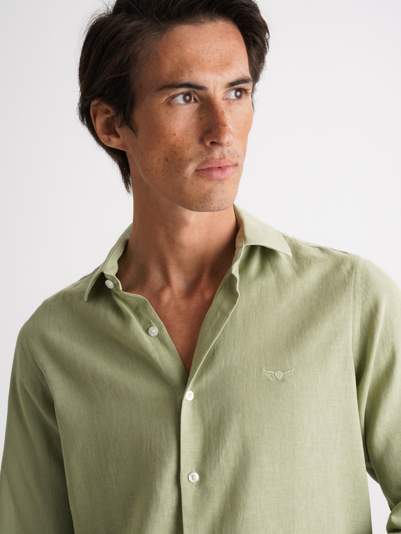 Mr. Blue Green Linen Slim Fit Shirt