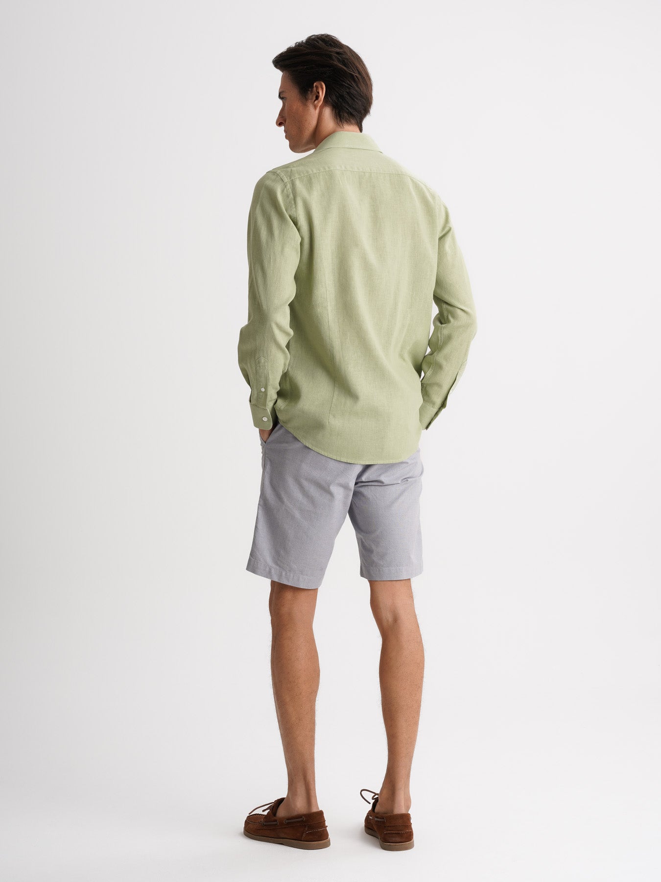Mr. Blue Green Linen Slim Fit Shirt