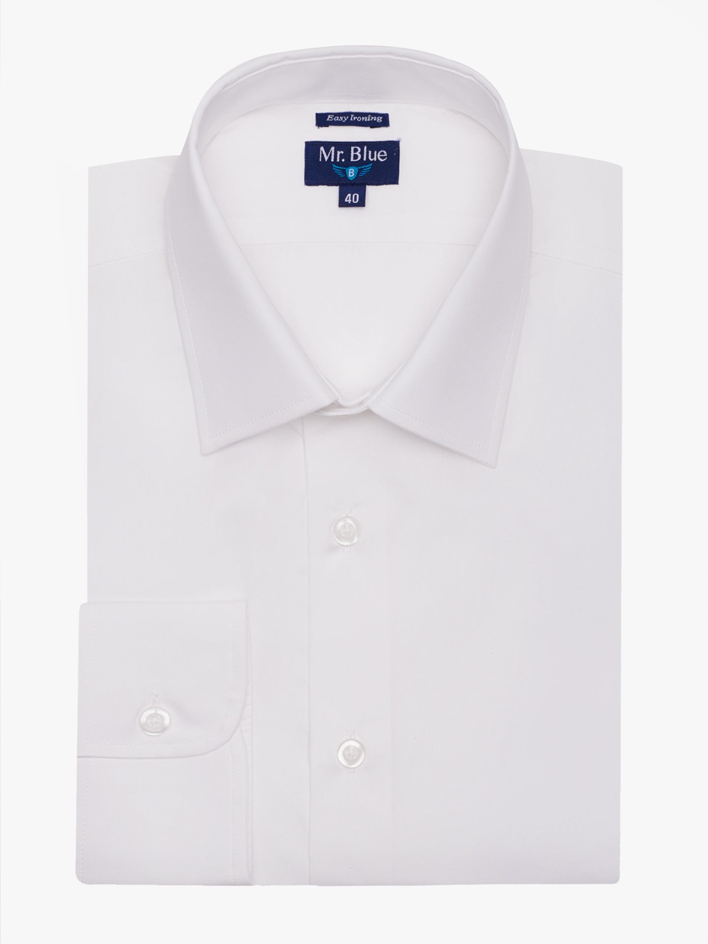 Camisa De Popelina Blanca De Corte Clásico Mr. Blue