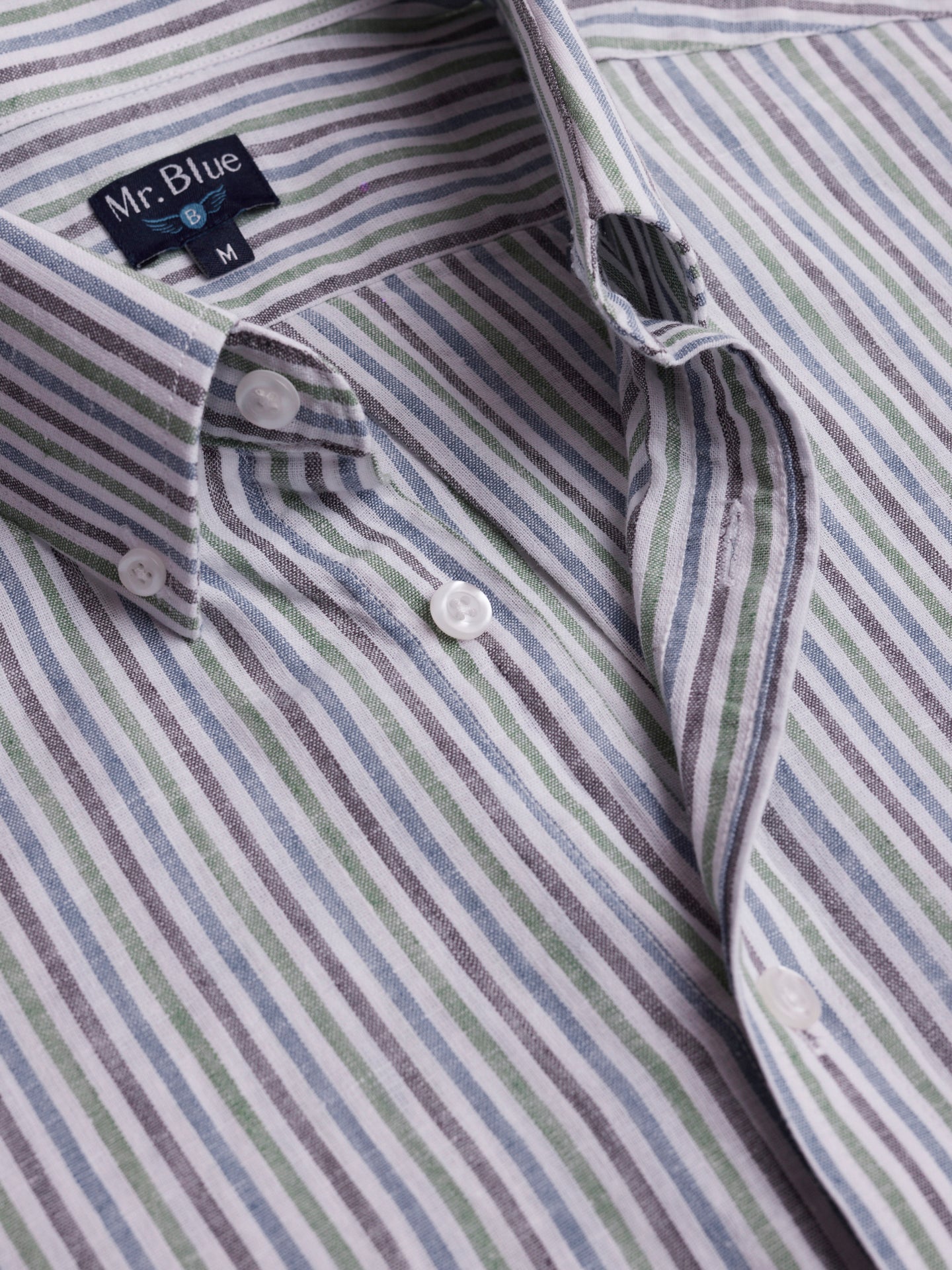 Camisa de corte estándar de lino verde de Mr. Blue