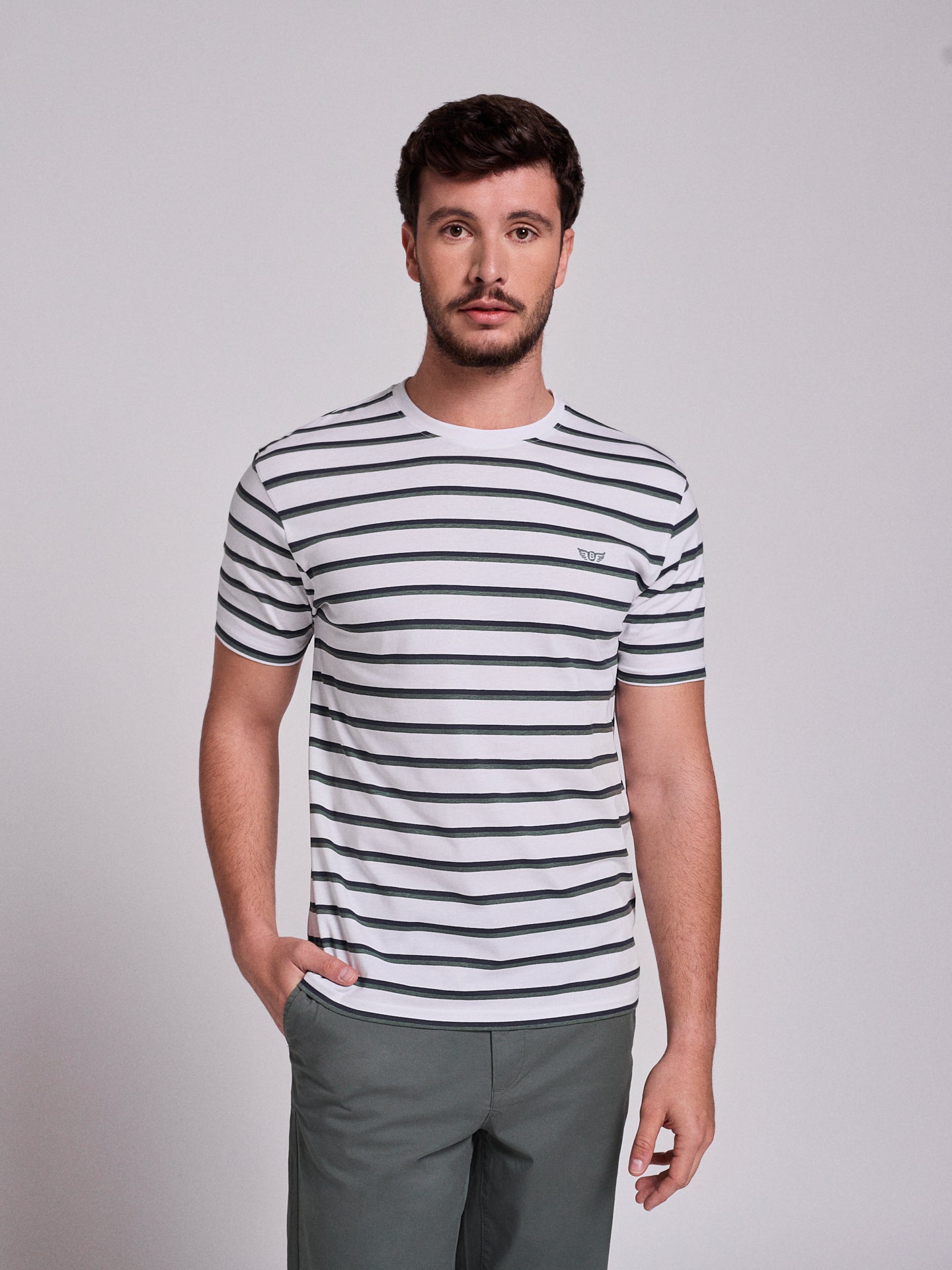 WHITE COTTON T-SHIRT SHORT SLEEVES REGULAR FIT MR. BLUE