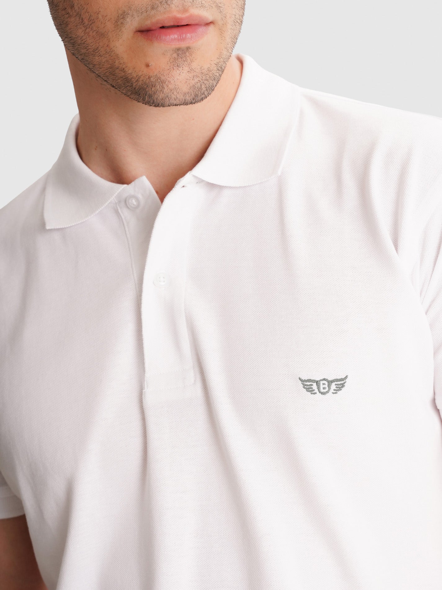 POLO BLANCO MANGA CORTA REGULAR FIT MR. AZUL