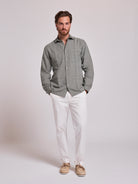 GREEN LINEN SHIRT LONG SLEEVE REGULAR FIT MR. BLUE
