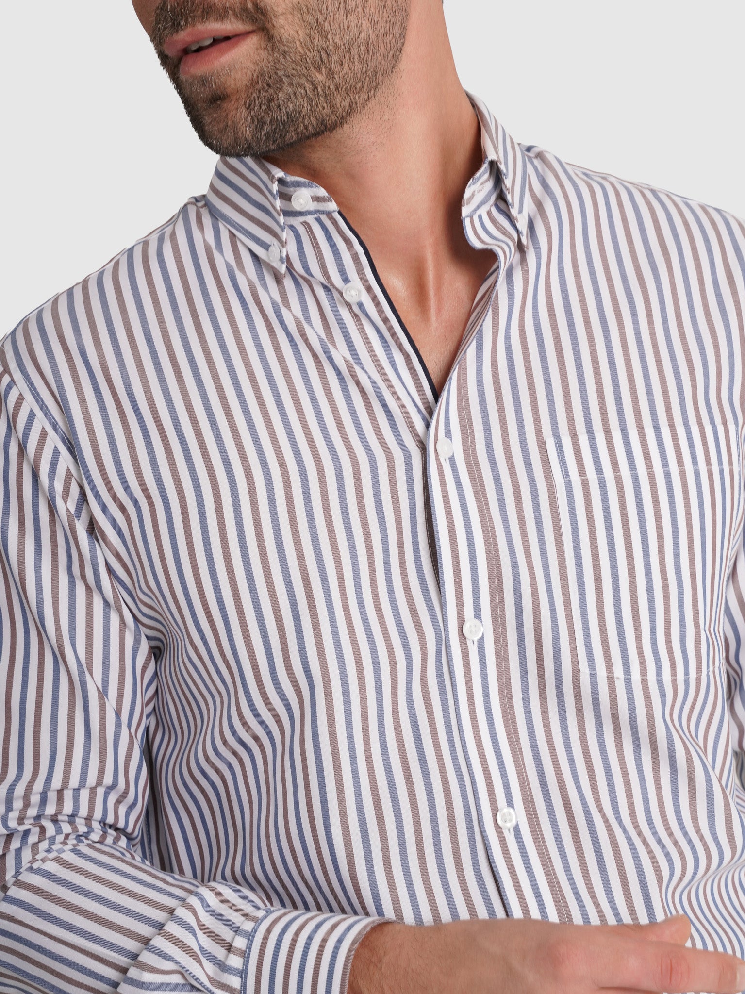 CAMISA ALGODÓN BLANCA MANGA LARGA REGULAR FIT MR. AZUL