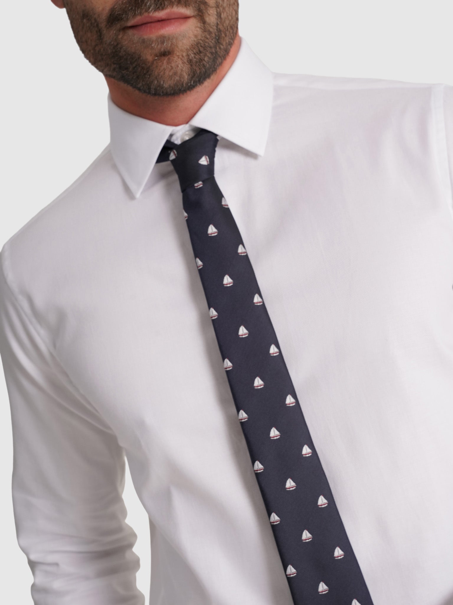 WHITE COTTON LONG SLEEVE SHIRT CLASSIC FIT MR. BLUE