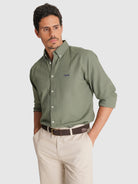 CAMISA ALGODÃO VERDE MANGA COMPRIDA REGULAR FIT MR. BLUE