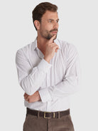 CAMISA DE ALGODÓN MANGA LARGA GRIS CLASSIC FIT MR. AZUL