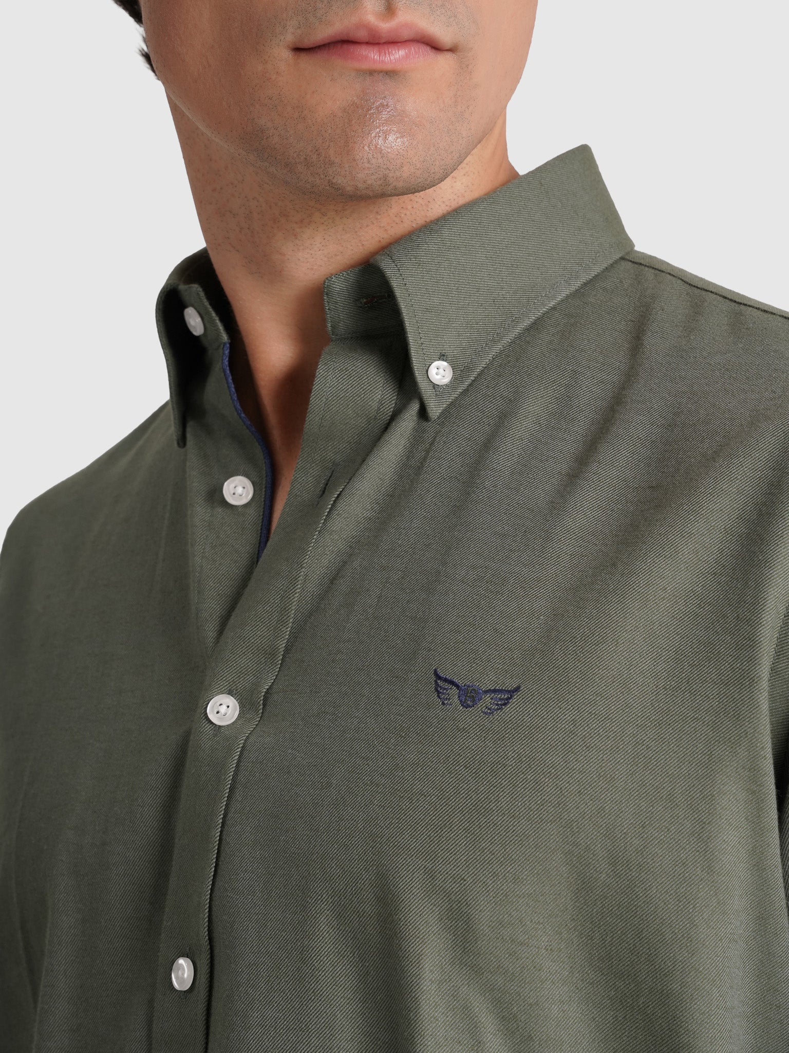 GREEN COTTON SHIRT LONG SLEEVE REGULAR FIT MR. BLUE