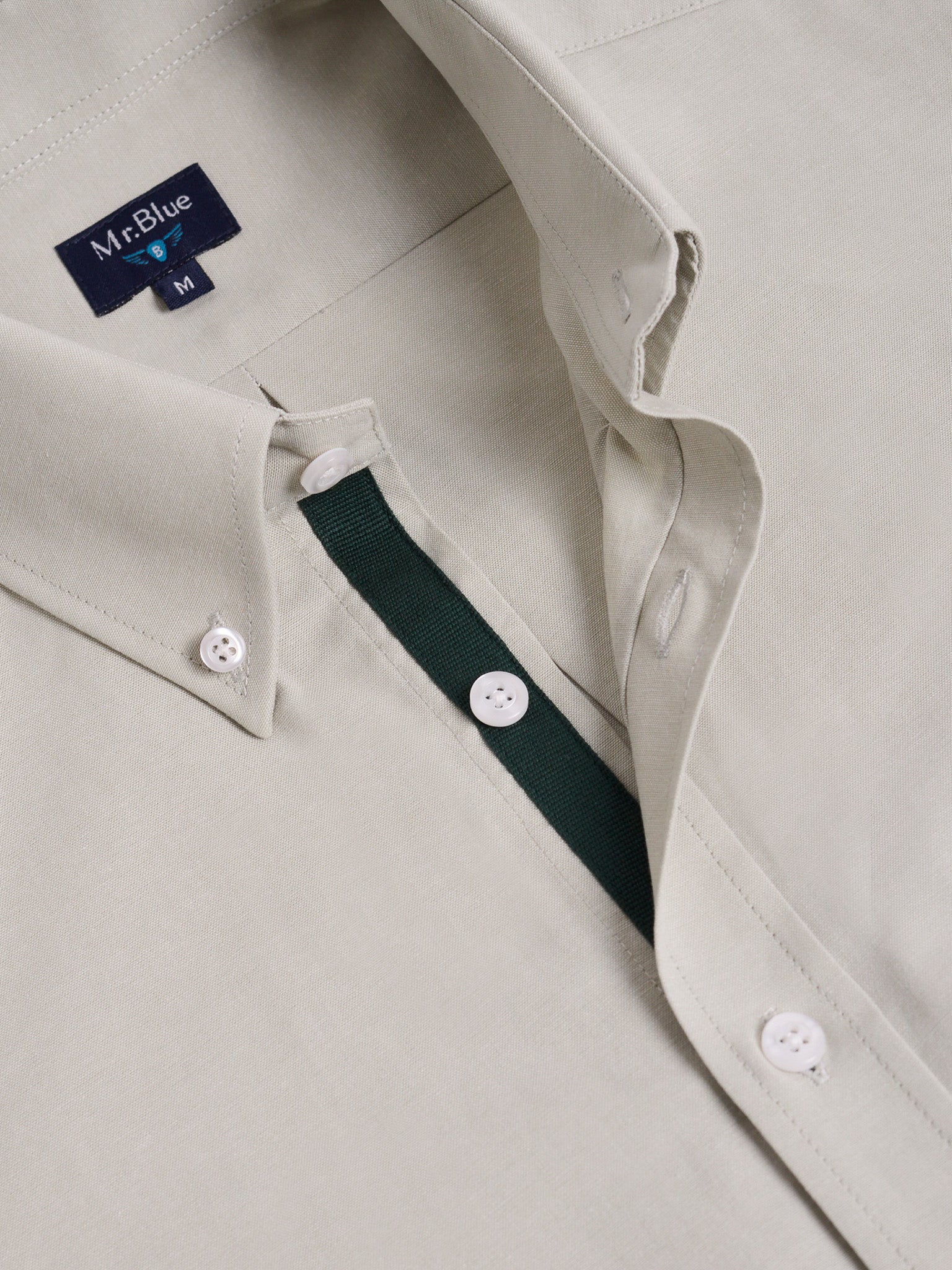 CAMISA ALGODÓN VERDE MANGA LARGA REGULAR FIT MR. AZUL
