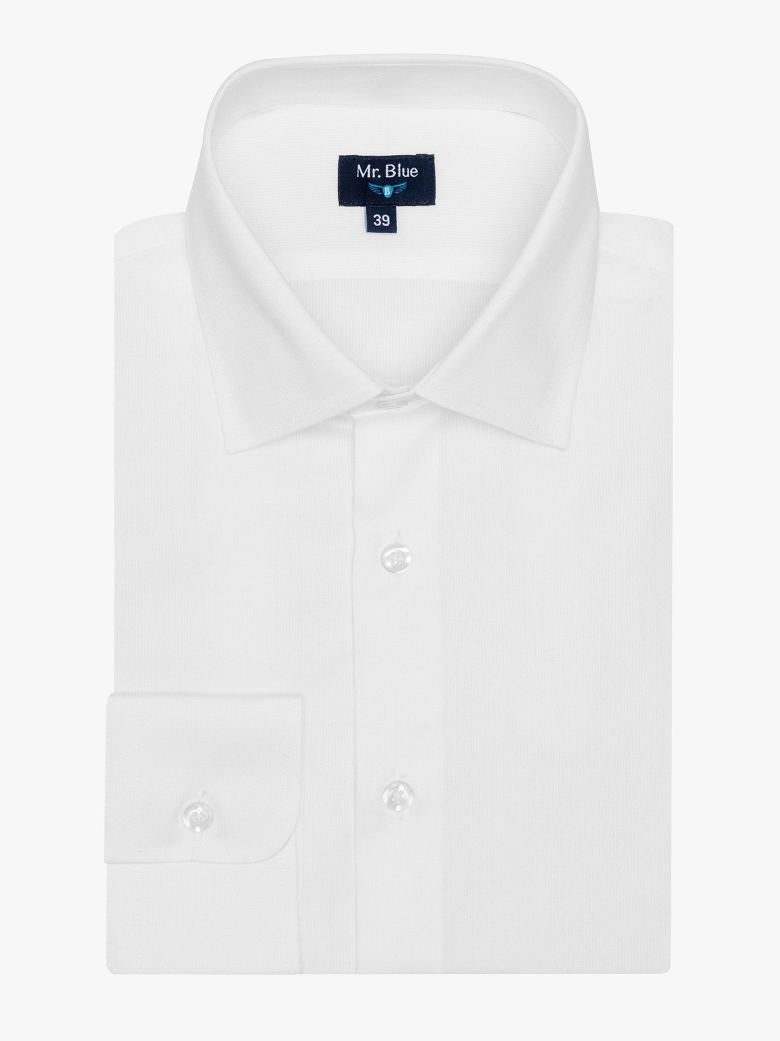 CAMISA DE ALGODÓN BLANCA MANGA LARGA CLASSIC FIT MR. AZUL