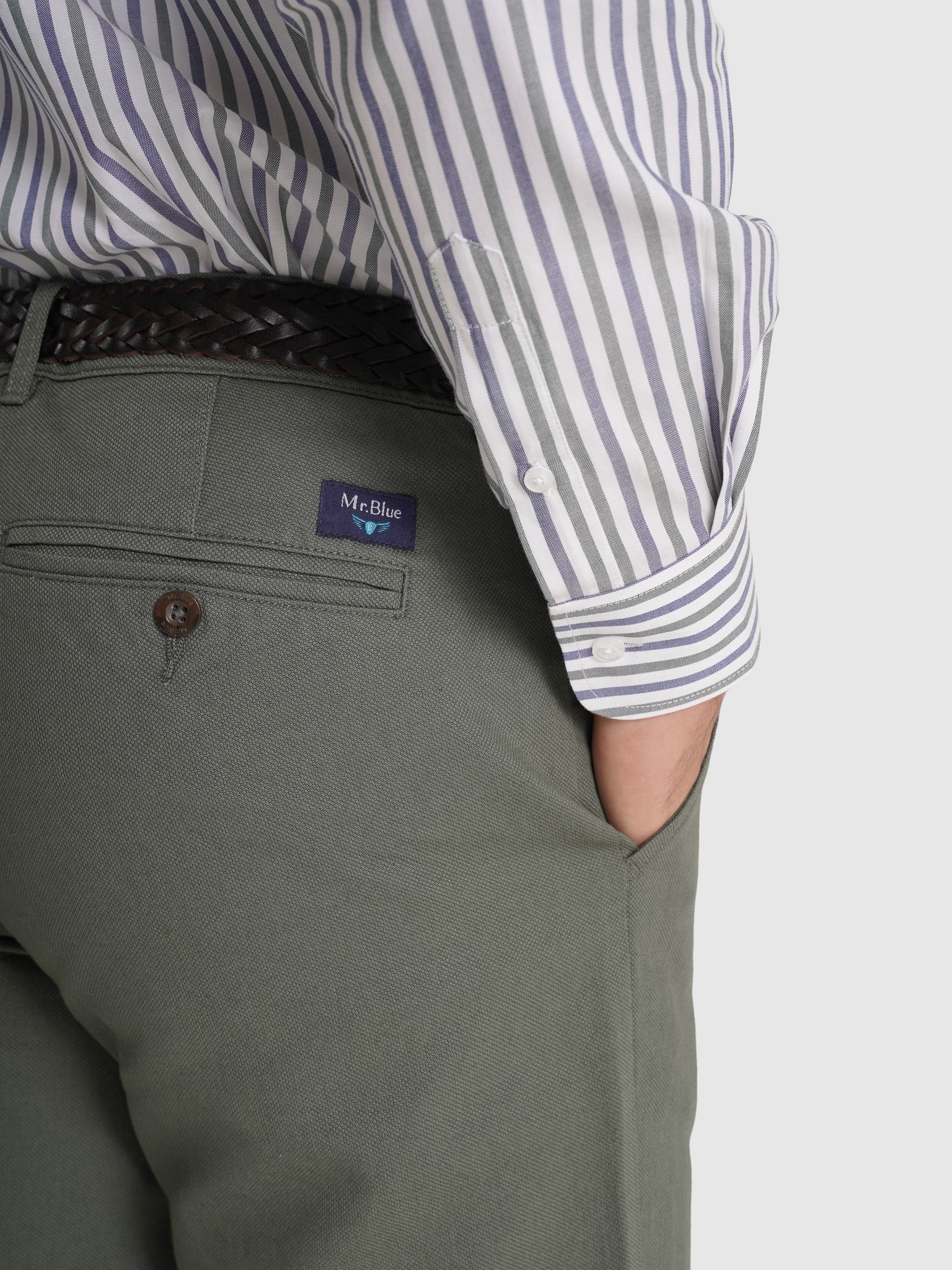 PANTALÓN ALGODÓN VERDE REGULAR FIT MR. AZUL
