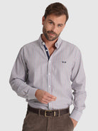 CAMISA ALGODÓN BURDEOS MANGA LARGA REGULAR FIT MR. AZUL
