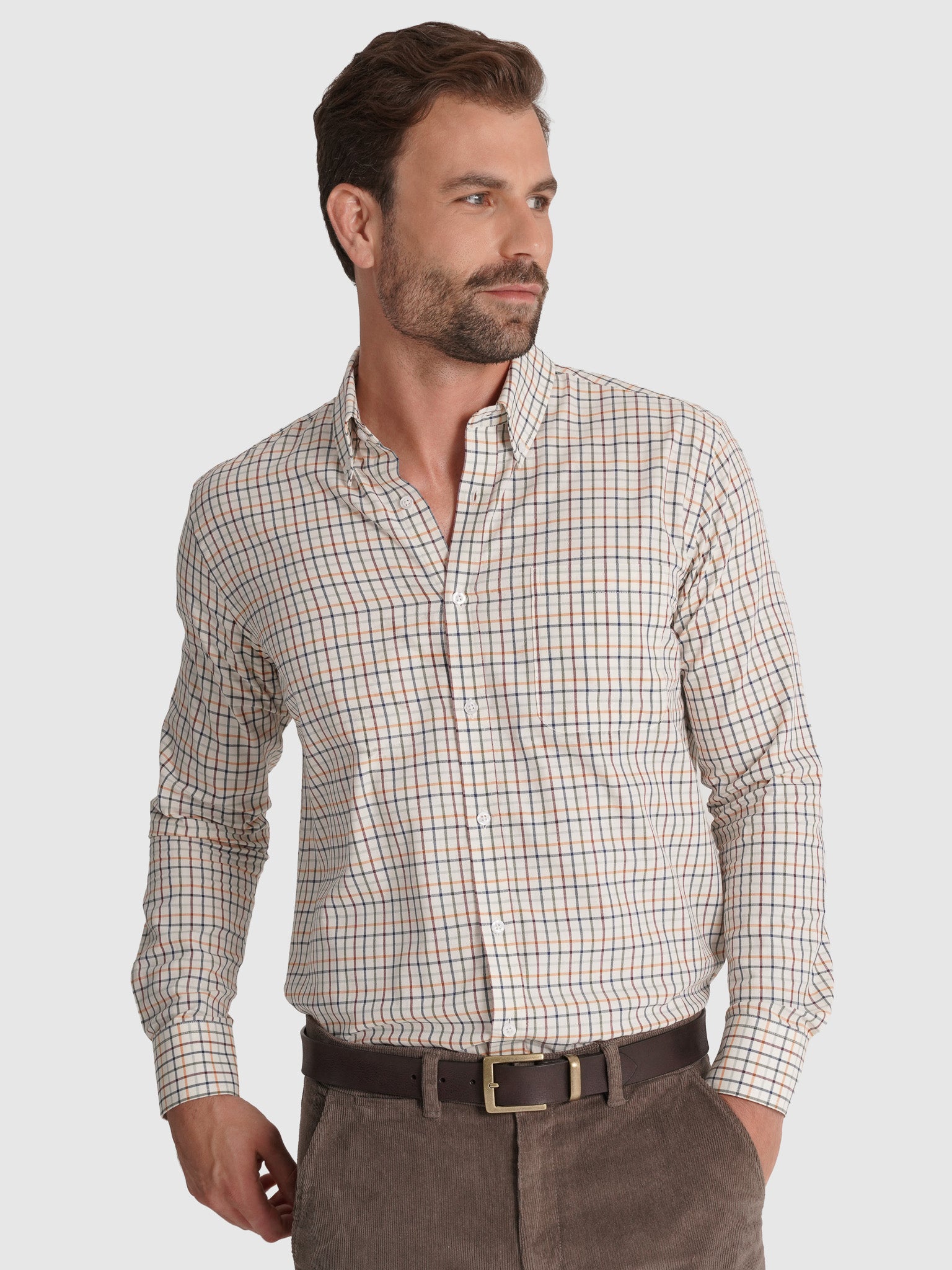 CAMISA ALGODÓN ROJA MANGA LARGA REGULAR FIT MR. AZUL