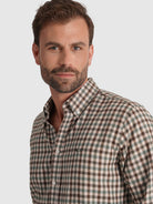 LONG SLEEVE BROWN FLANNEL SHIRT REGULAR FIT MR. BLUE