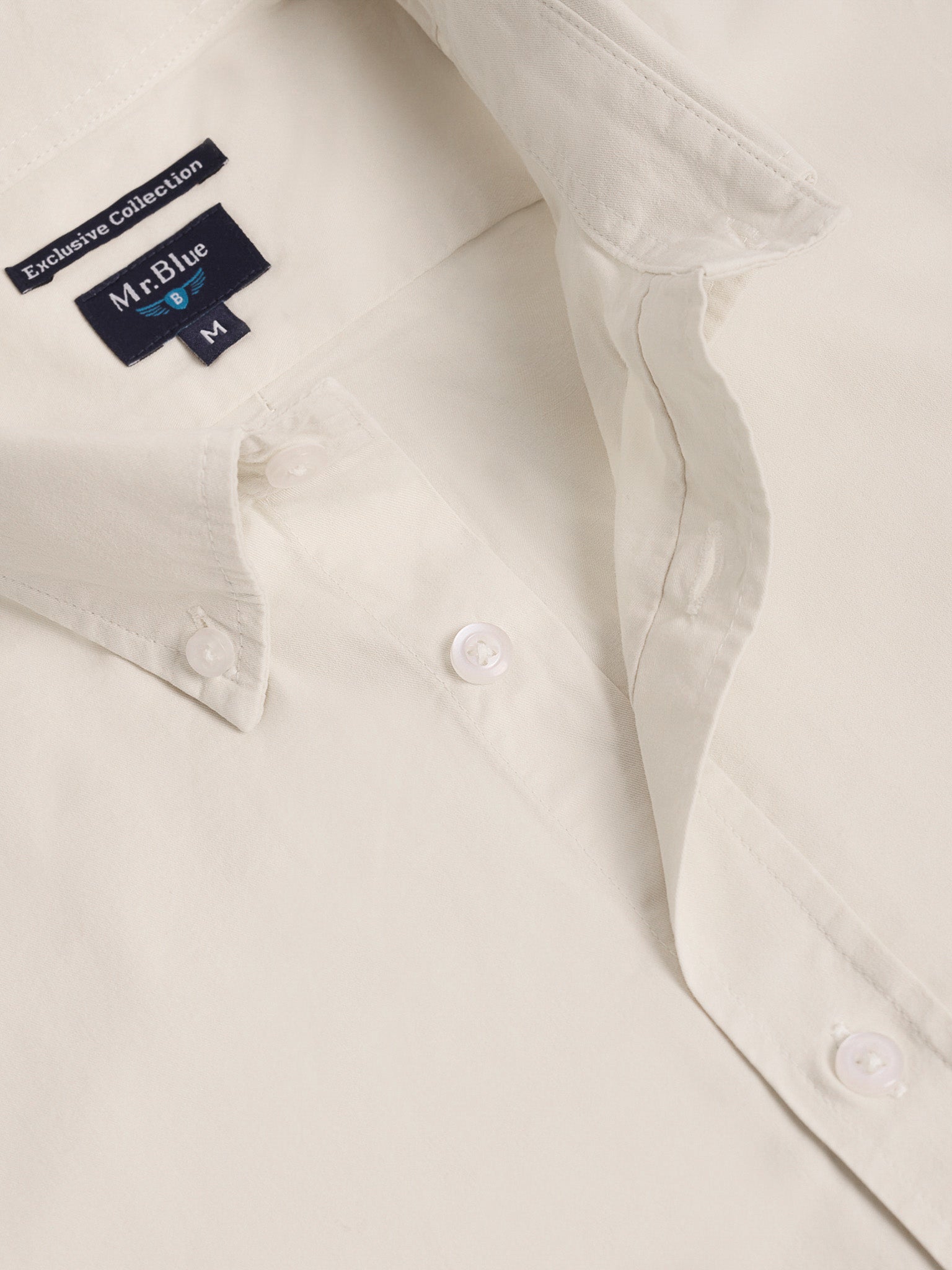 CAMISA ALGODÓN BLANCA MANGA LARGA REGULAR FIT MR. AZUL