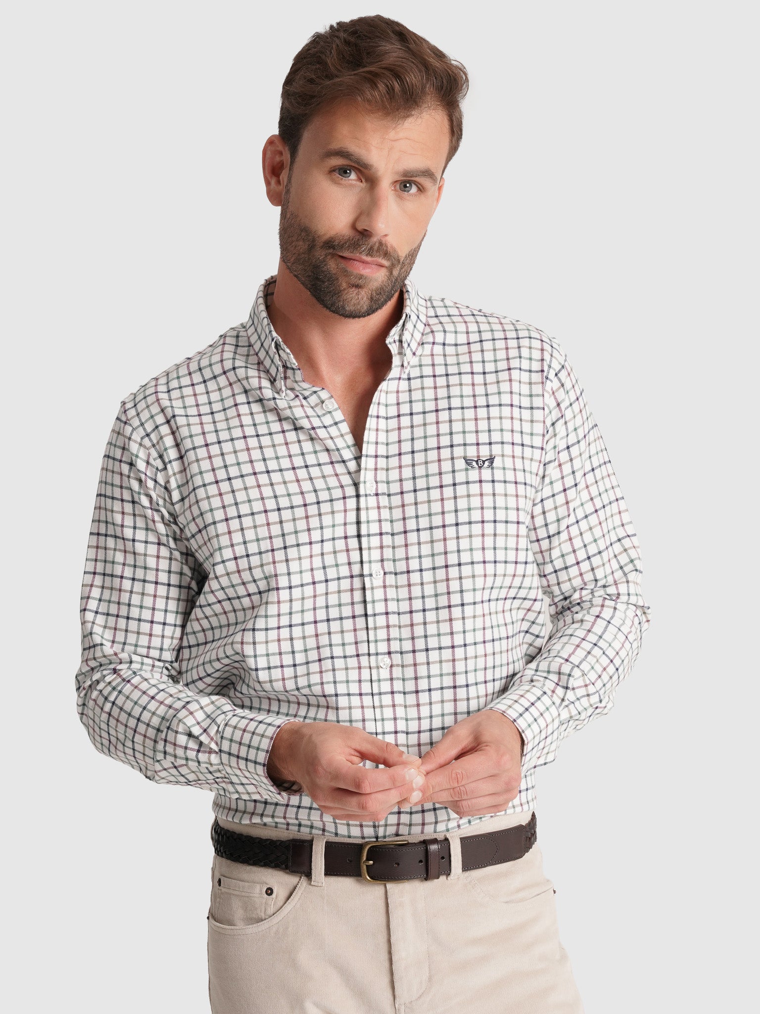 CAMISA FRANELA VERDE MANGA LARGA REGULAR FIT MR. AZUL