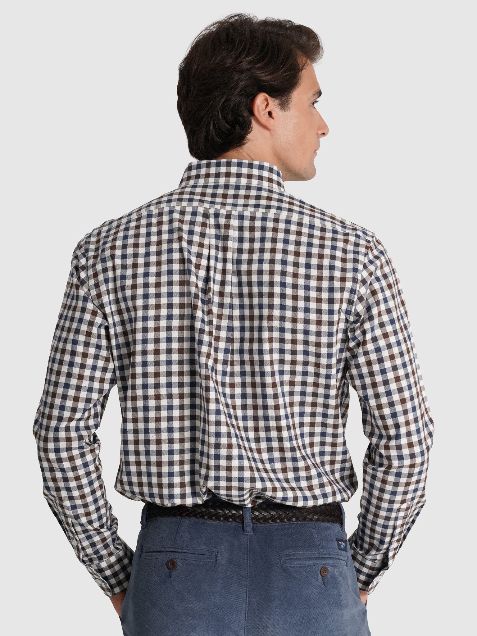 CAMISA ALGODÓN MARRÓN MANGA LARGA REGULAR FIT MR. AZUL