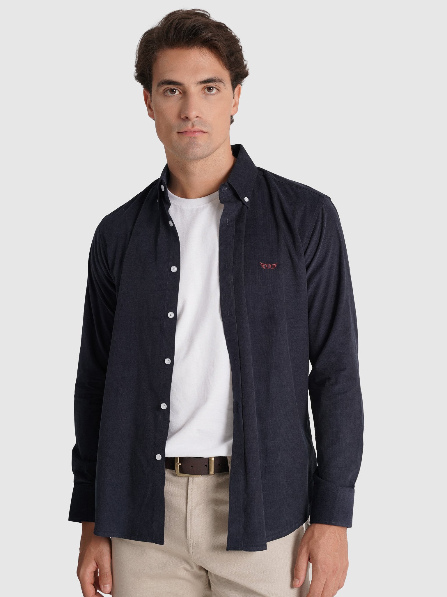 CAMISA ALGODÓN AZUL MANGA LARGA REGULAR FIT MR. AZUL