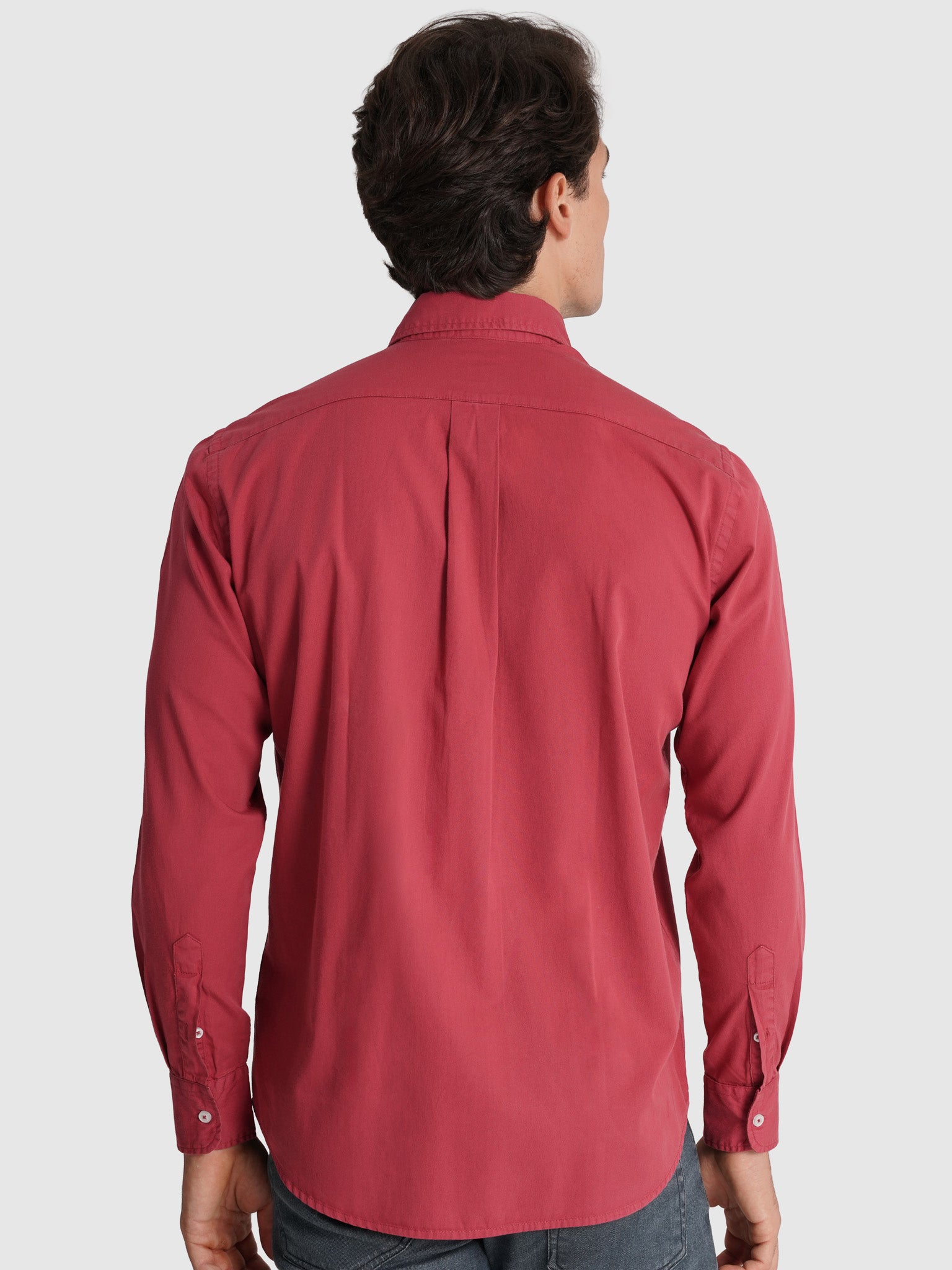 CAMISA ALGODÓN ROJA MANGA LARGA REGULAR FIT MR. AZUL
