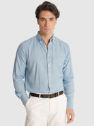 CAMISA GANGA AZUL MANGA COMPRIDA REGULAR FIT MR. BLUE
