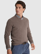 JERSEY DE LANA MARRÓN MANGA LARGA REGULAR FIT MR. AZUL