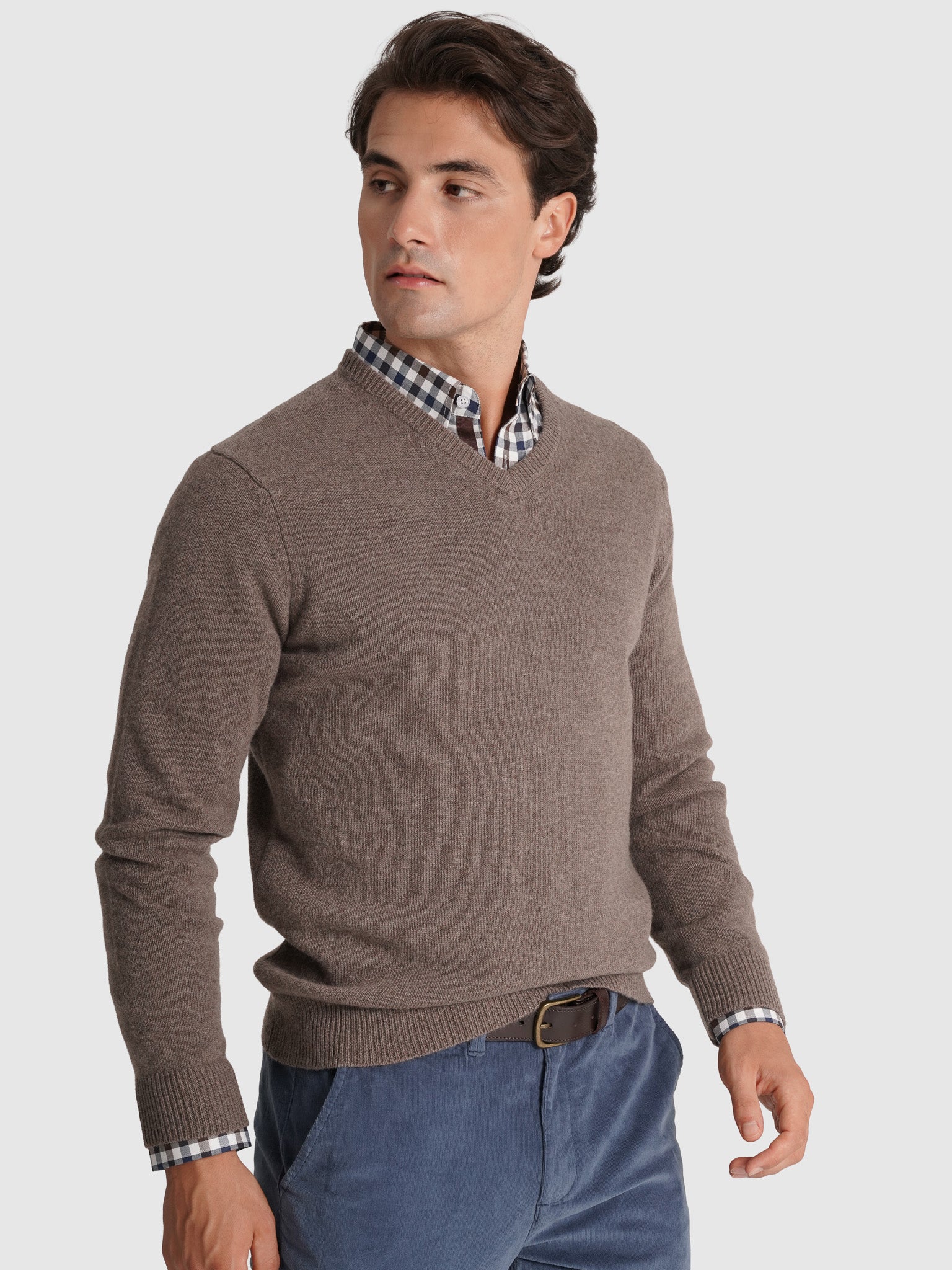 JERSEY DE LANA MARRÓN MANGA LARGA REGULAR FIT MR. AZUL
