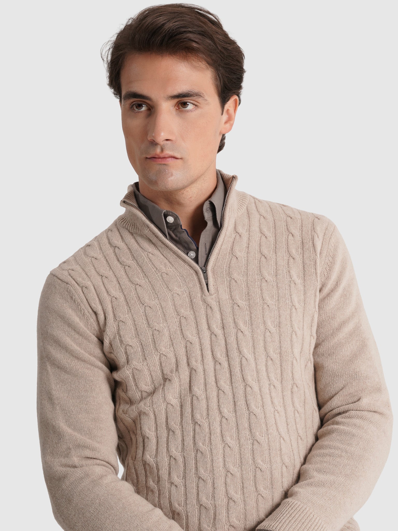 JERSEY DE LANA BEIGE MANGA LARGA REGULAR FIT MR. AZUL