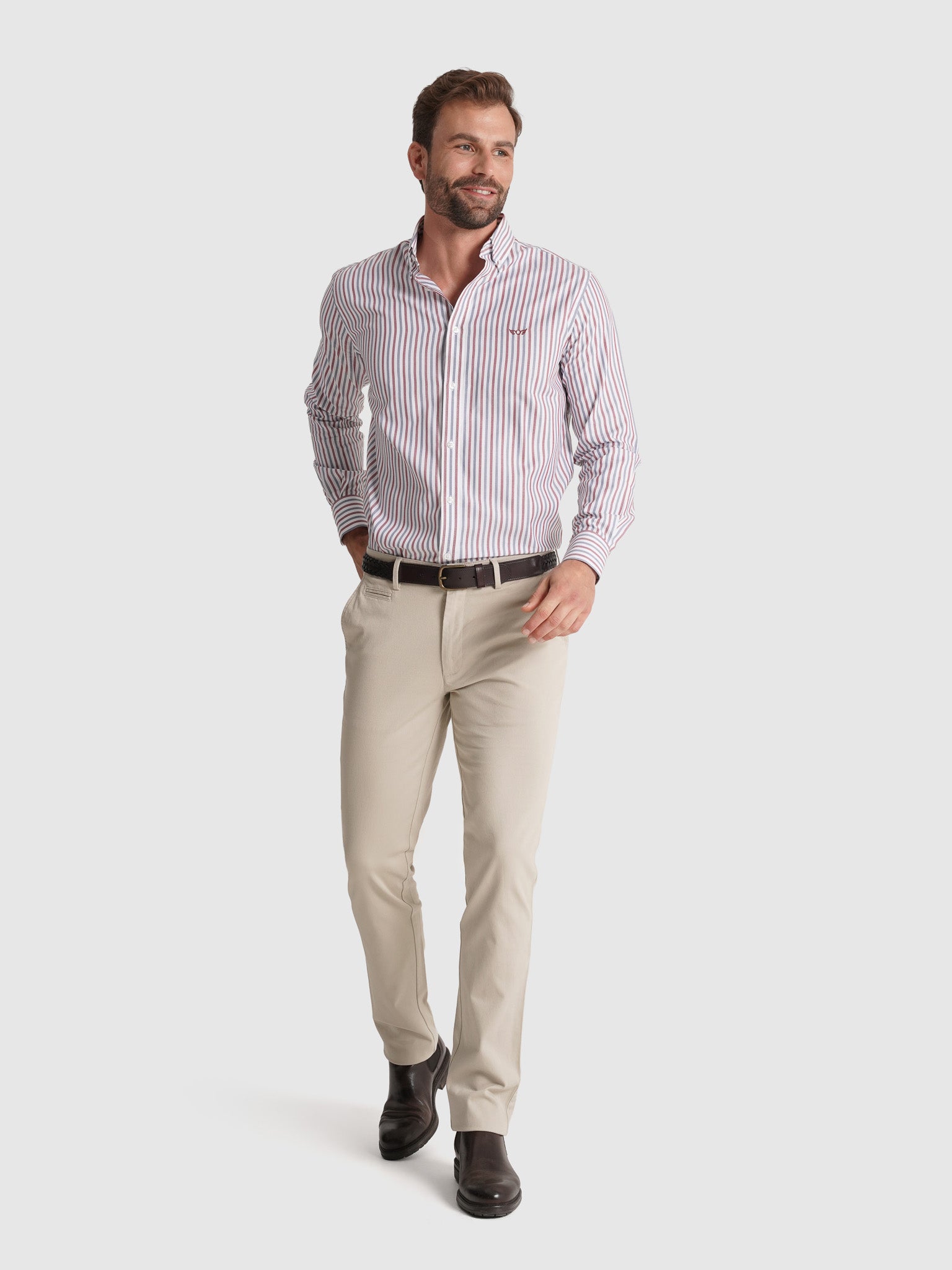 CALÇAS ALGODÃO BEGES SLIM FIT MR. BLUE