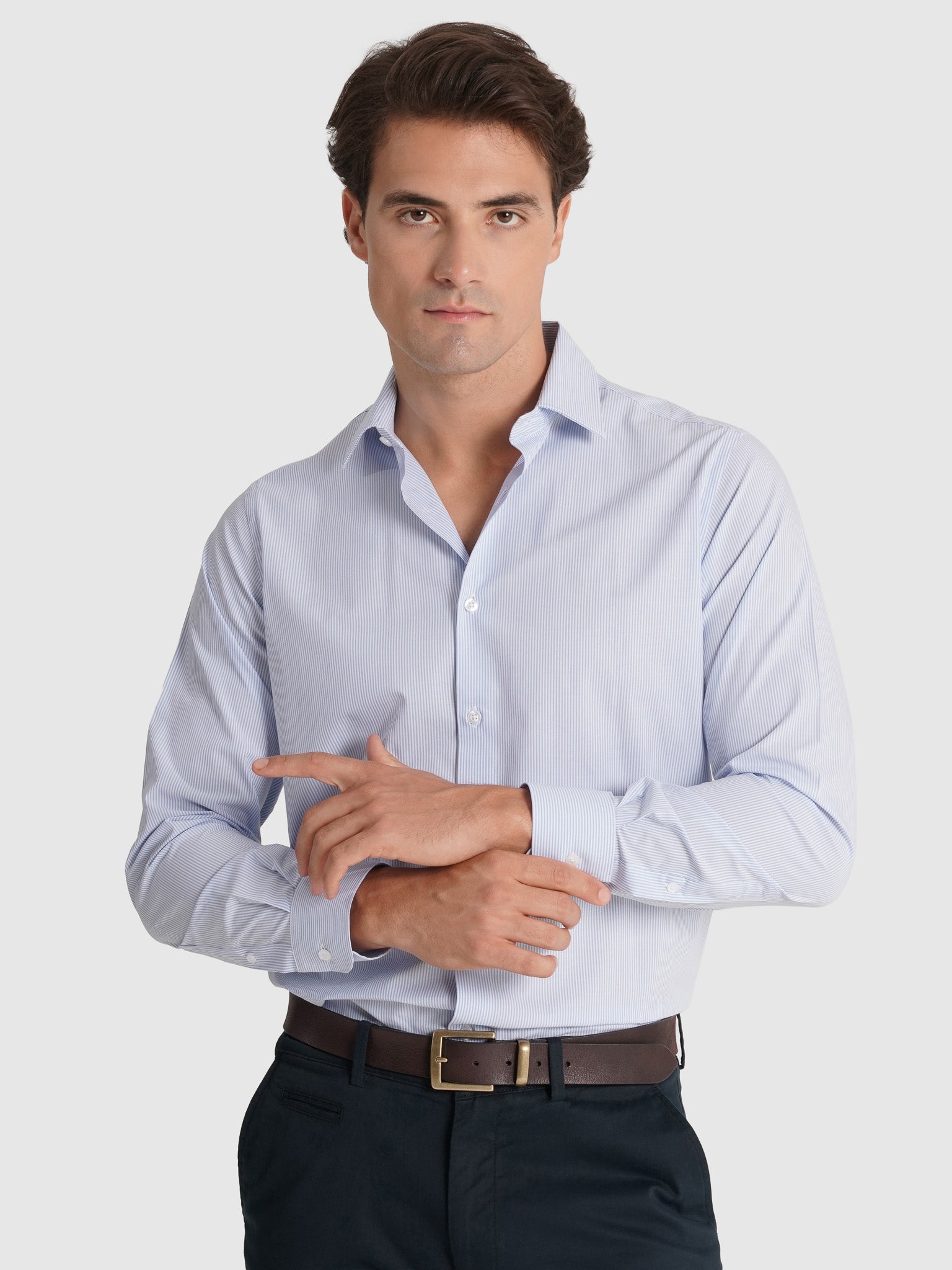 CAMISA ALGODÓN AZUL MANGA LARGA SLIM FIT MR. AZUL