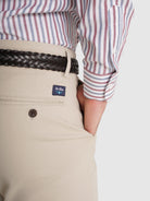 CALÇAS ALGODÃO BEGES SLIM FIT MR. BLUE