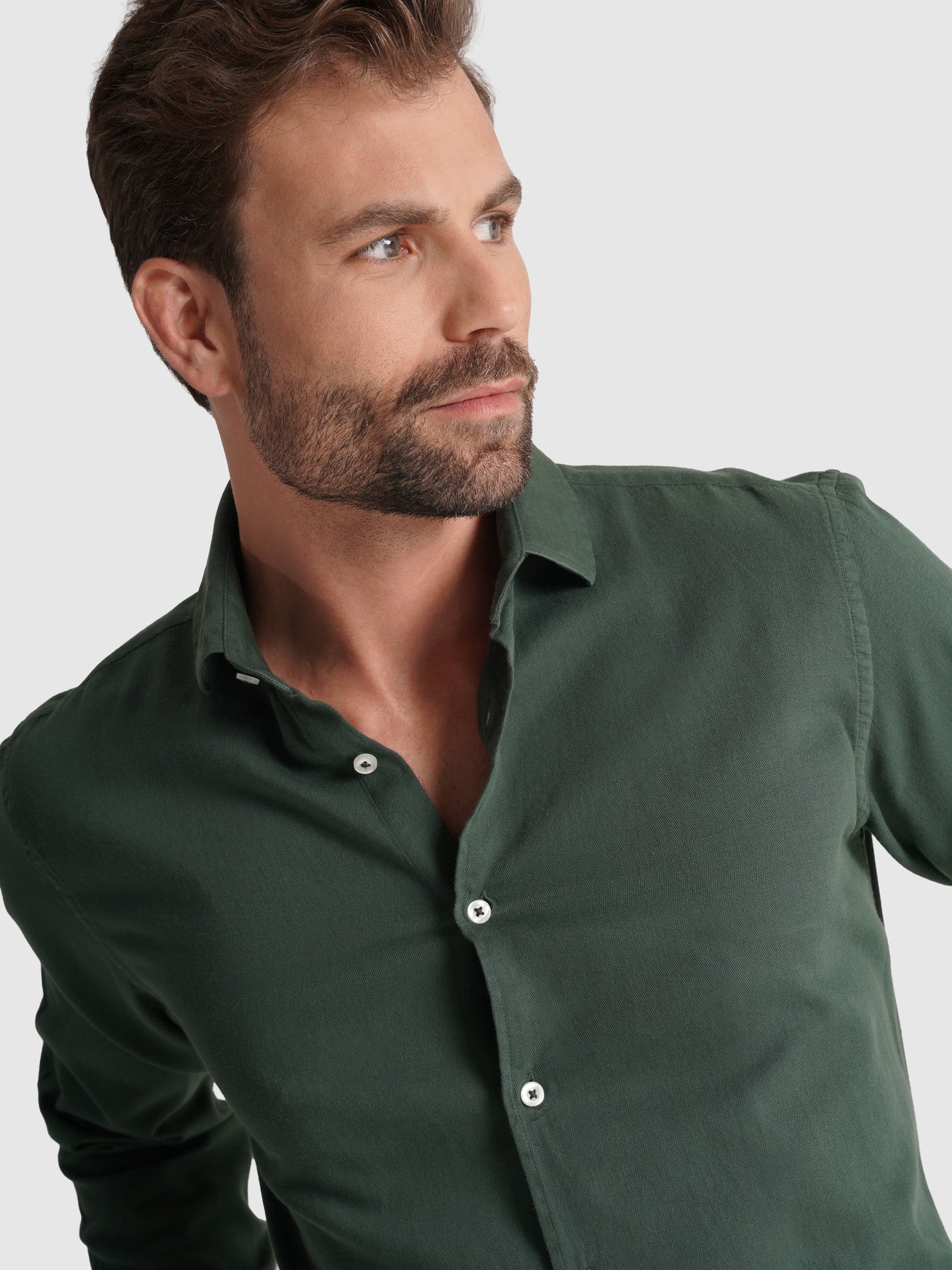 GREEN COTTON SHIRT LONG SLEEVE REGULAR FIT MARK BELLUCCI