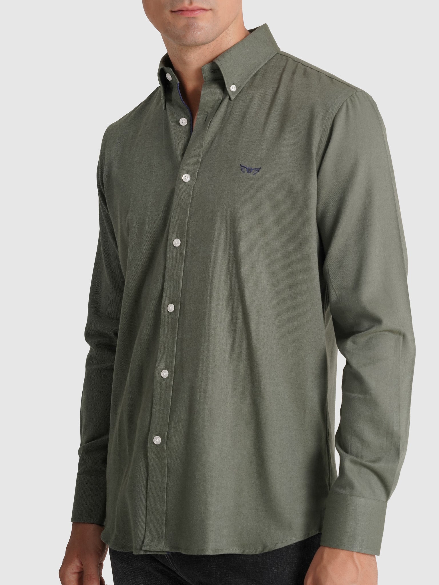 CAMISA ALGODÓN VERDE MANGA LARGA REGULAR FIT MR. AZUL