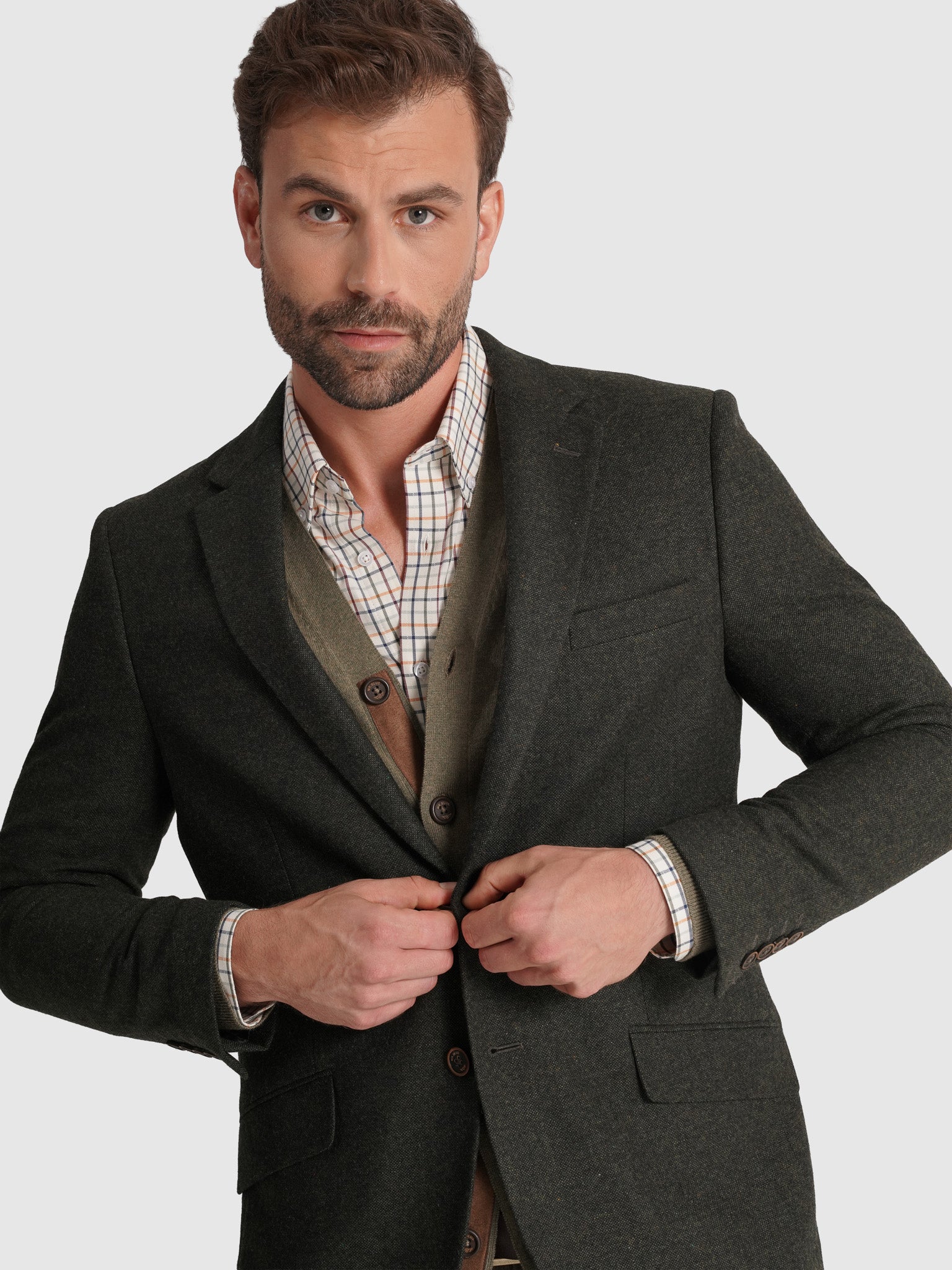GREEN WOOL BLAZER LONG SLEEVE REGULAR FIT MR. BLUE