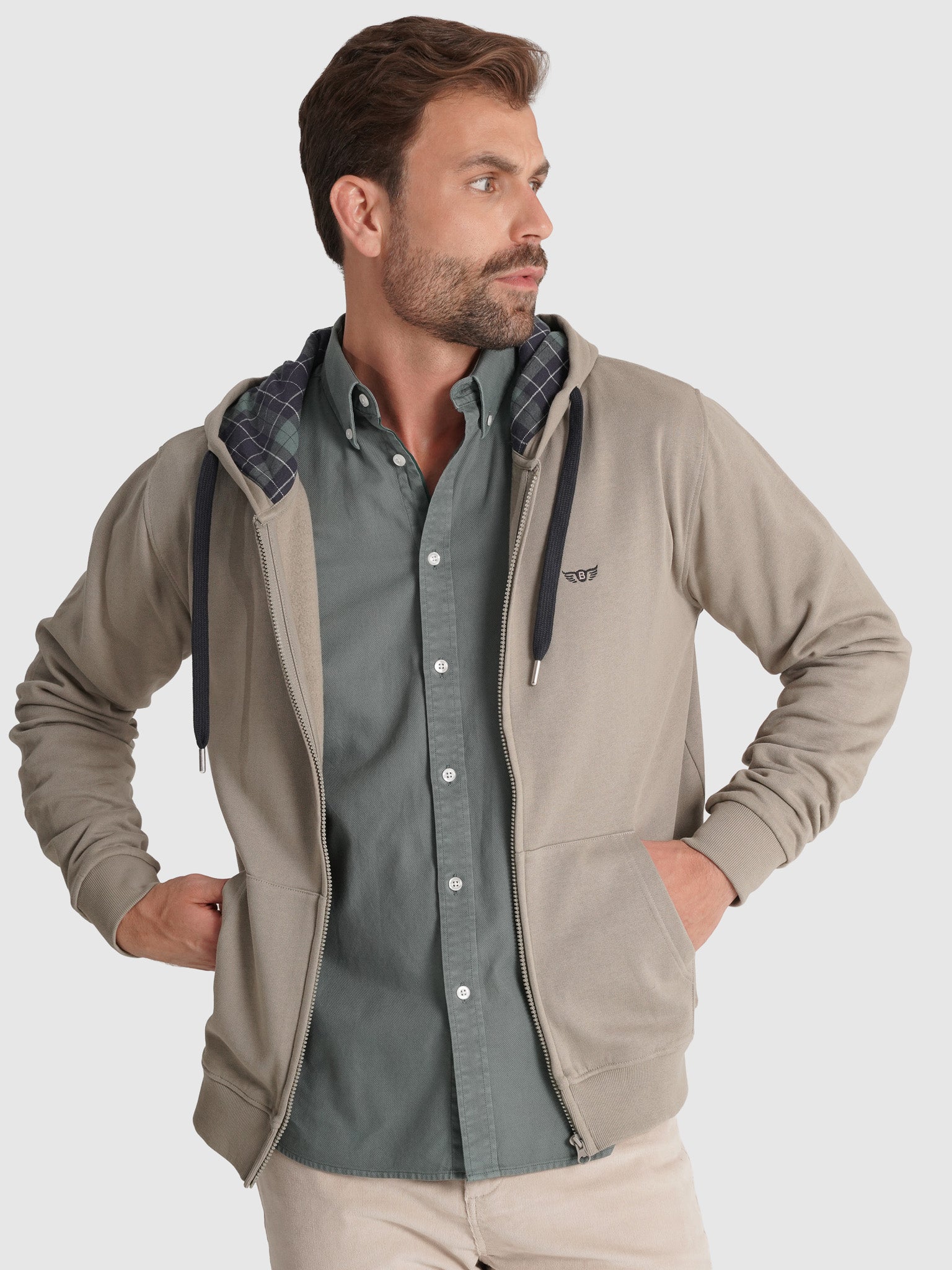 SUDADERA DE ALGODÓN VERDE MANGA LARGA REGULAR FIT MR. AZUL