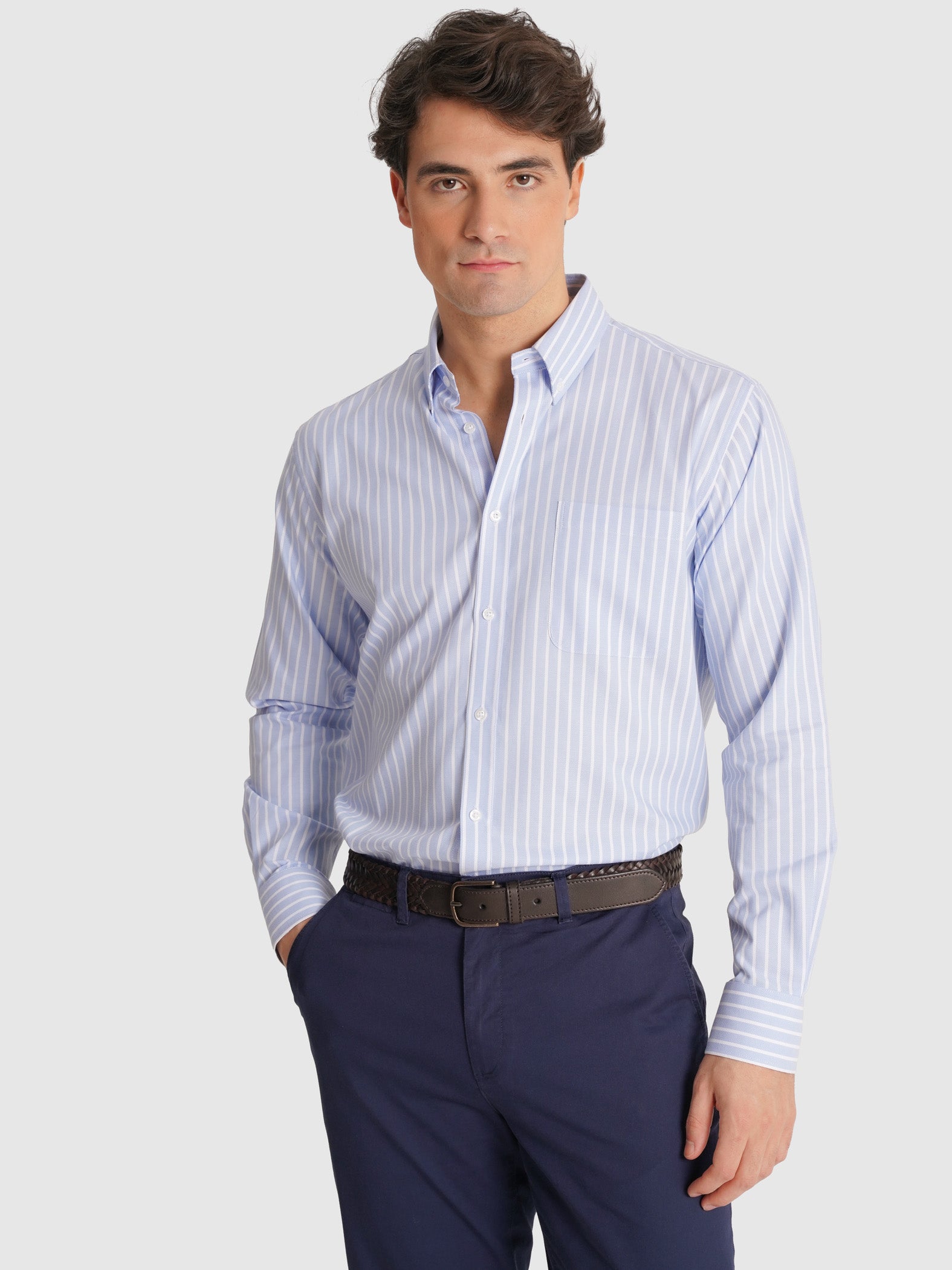 CAMISA ALGODÃO AZUL MANGA COMPRIDA REGULAR FIT MR. BLUE