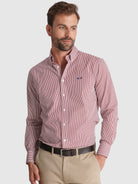 CAMISA ALGODÓN ROJA MANGA LARGA REGULAR FIT MR. AZUL