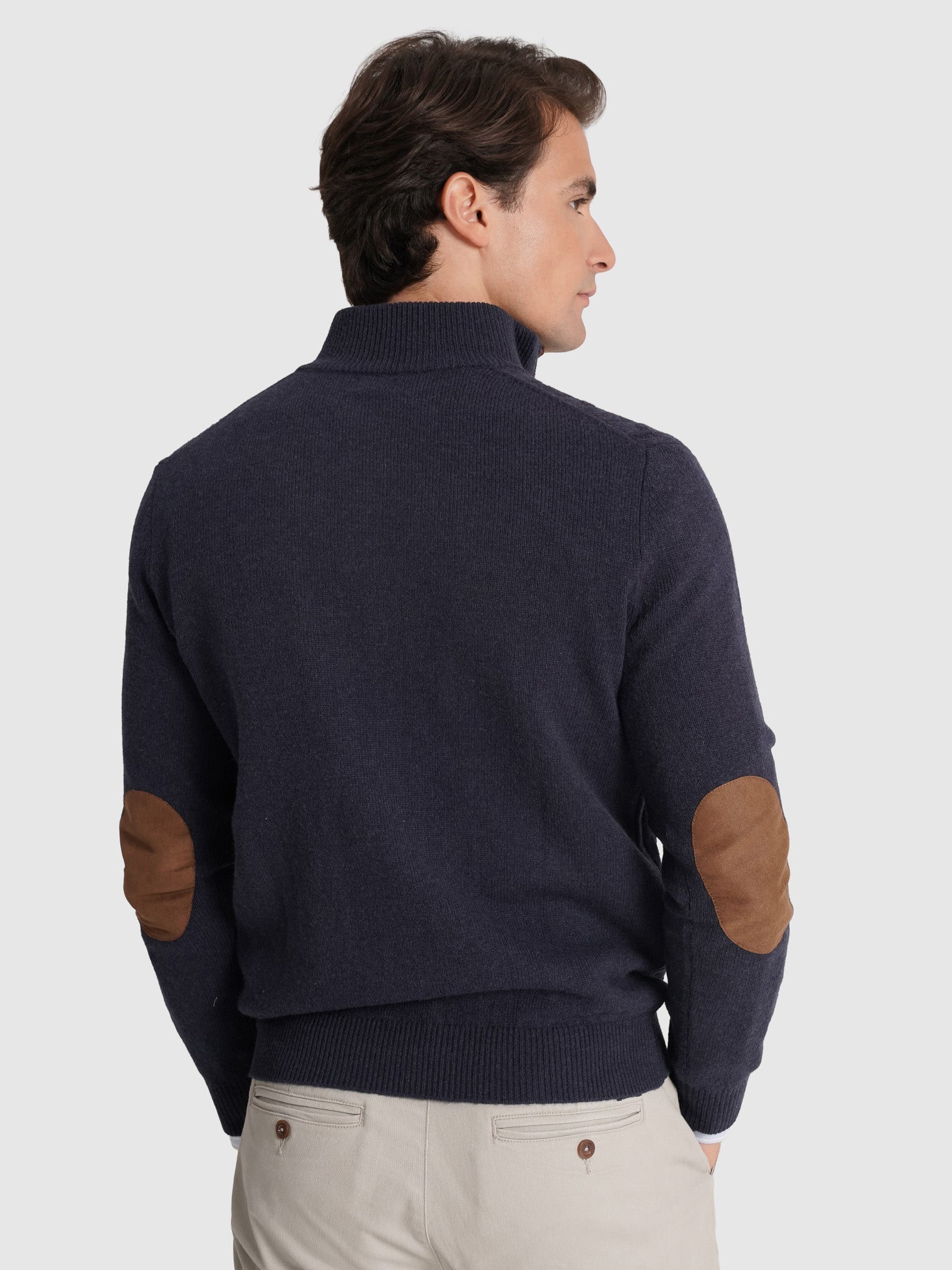 BLUE WOOL PULLOVER WITH REGULAR FIT MR ELBOW PADS. BLUE